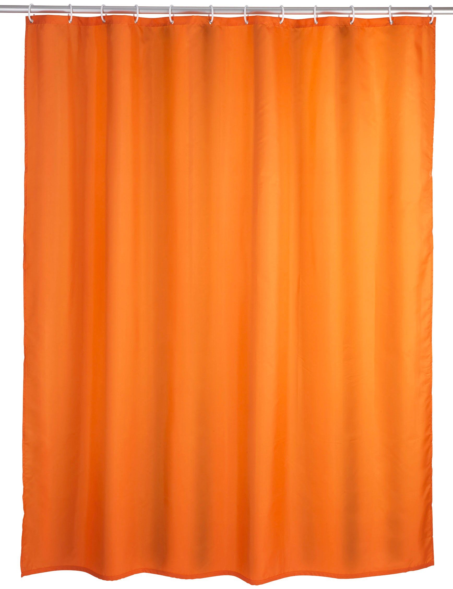 WENKO Duschvorhang Uni Orange Breite 180 cm, Höhe 200 cm, Polyester, waschbar