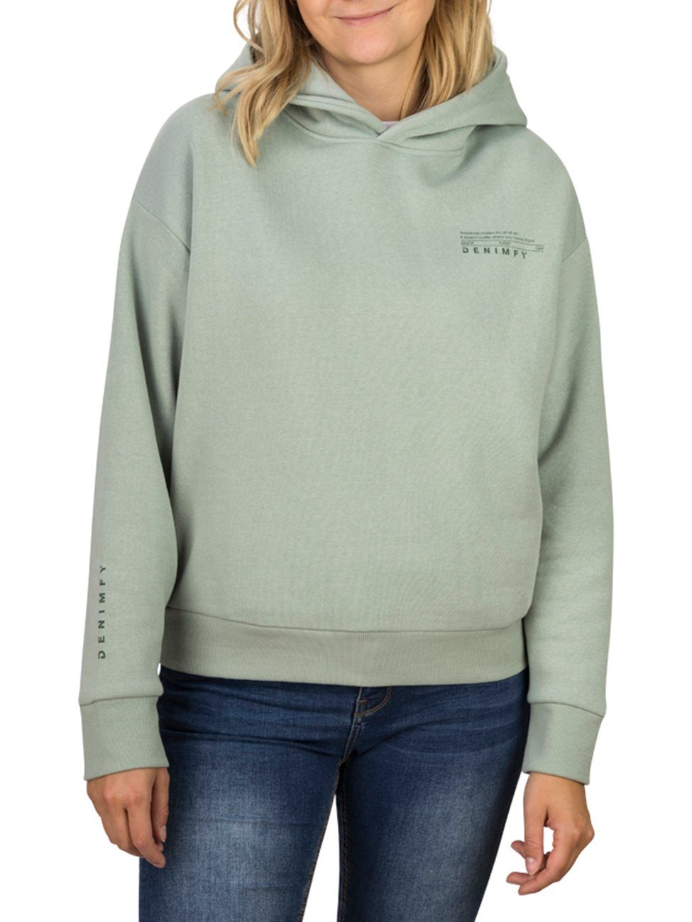 DENIMFY Kapuzenpullover Damen Hoodie DFEmily Oversize Sweatshirt mit Logoprint