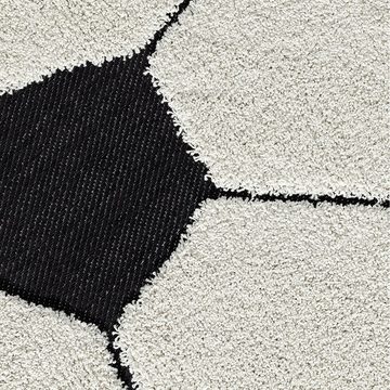 Teppich Kinderteppich rund Fußball 3D-Effekt schwarz weiß weich kurzflor, Teppich-Traum, rund, Höhe: 20 mm