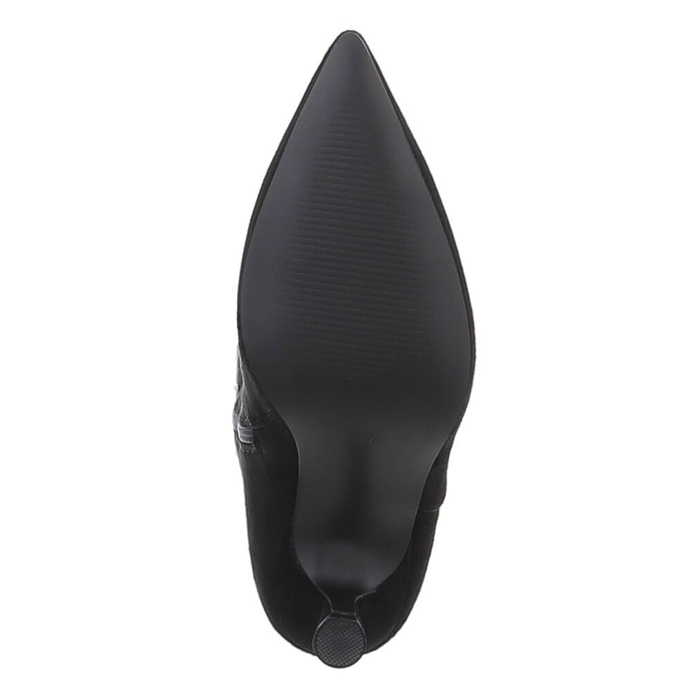 Ital-Design Elegante spitze Stiefel mit flachem Absatz für Damen Stiefel (90515108) Pfennig-/Stilettoabsatz Stiefel in Schwarz