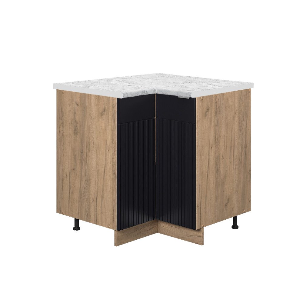 Vicco Eckunterschrank Fame-Line, Schwarz gestreift/Goldkraft Eiche, günstig online kaufen