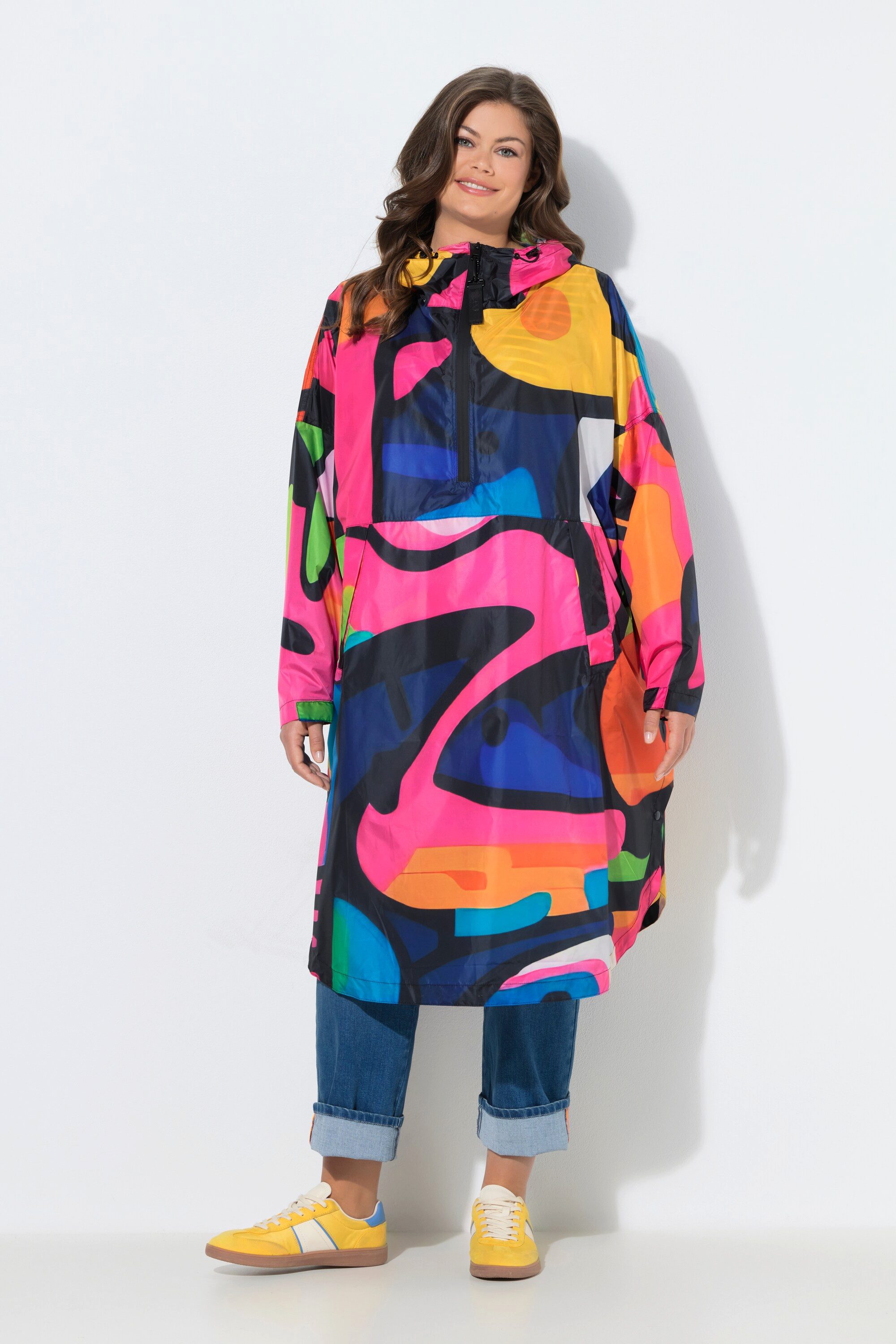 Funktionsjacke Funktions-Regencape Unisex Print Kapuze