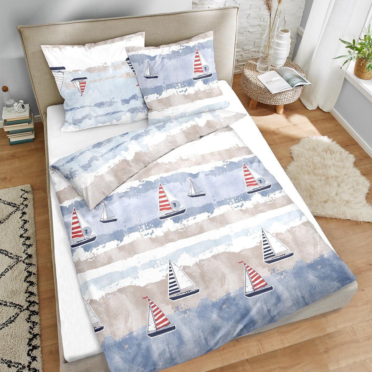 TRAUMSCHLAF Bettwäsche Segelboote, Biber, 2 teilig, günstig online kaufen