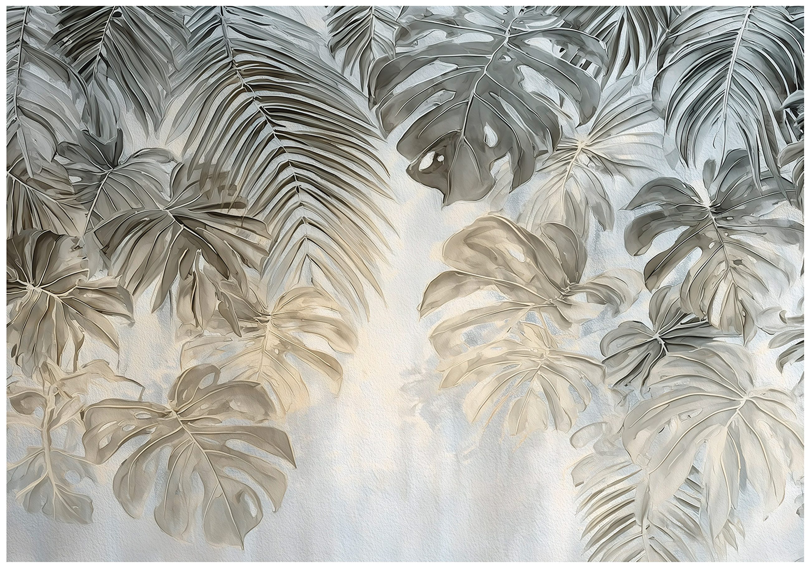 Wallarena Fototapete Blätter Dschungel - Mehrfarbig - Modern - Vlies - Schlafzimmer, glatt, (2 St), 100x70cm