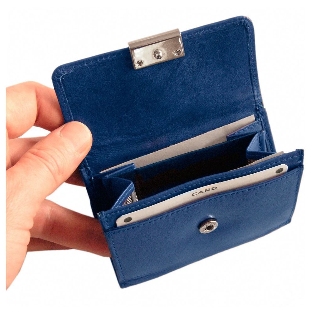 BRANCO Mini Geldbörse Kleine Damen-Geldbörse / Portemonnaie, Leder, Azur-Blau, Branco 12032