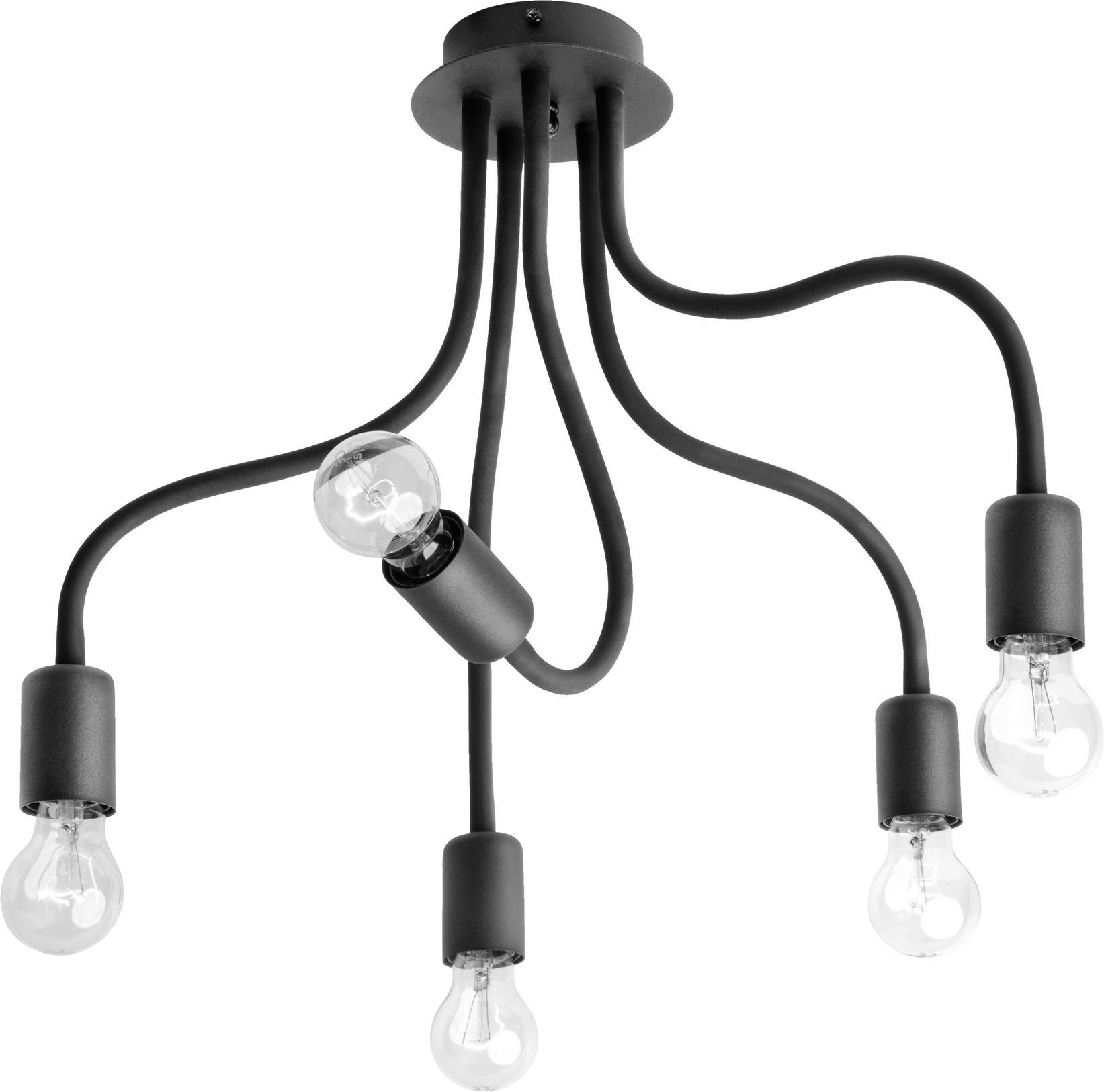 5-flammig Deckenlampe Metall FLEX, E27 Deckenleuchte Licht-Erlebnisse Wohnzimmer ohne Leuchtmittel, Vintage Schwarz