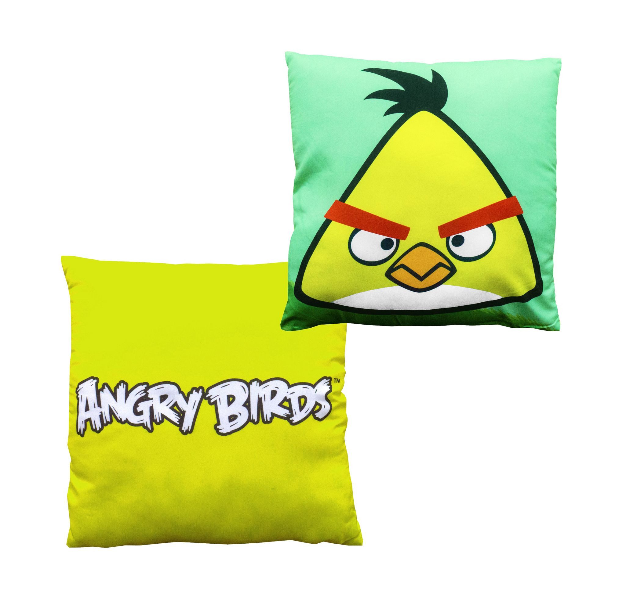 JACK Dekokissen 40x40cm Angry Birds Rot Gelb Grün Wendekissen Kissen, Sehr anschmiegsam, kuschelig weiche Qualität