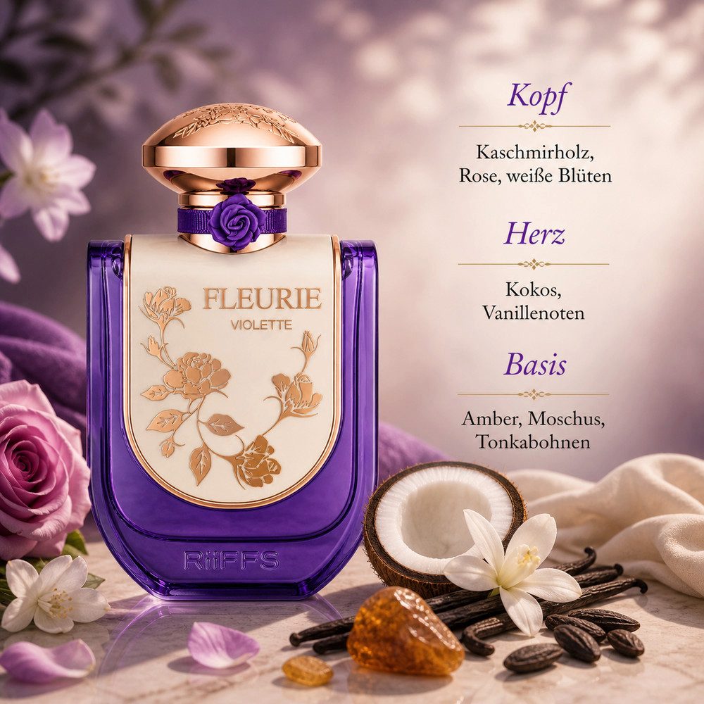 Riiffs Duft-Set Fleurie Violette EDP 100 ml + Parfümzerstäuber (leer) Set