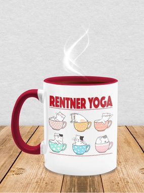 Shirtracer Tasse Rentner Yoga Katzen in Tassen, Keramik, Rente Geschenk Kaffeetasse
