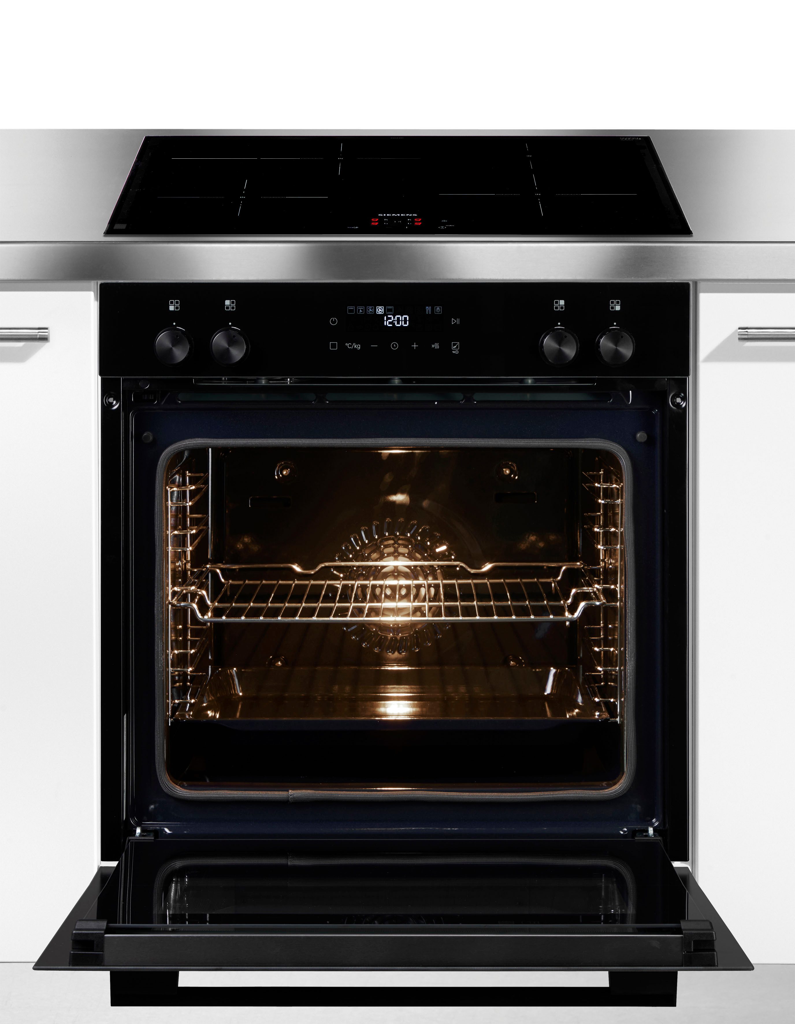 SIEMENS Induktions Herd-Set PQ212IAAB, mit Teleskopauszug nachrüstbar, 3D Heißluft