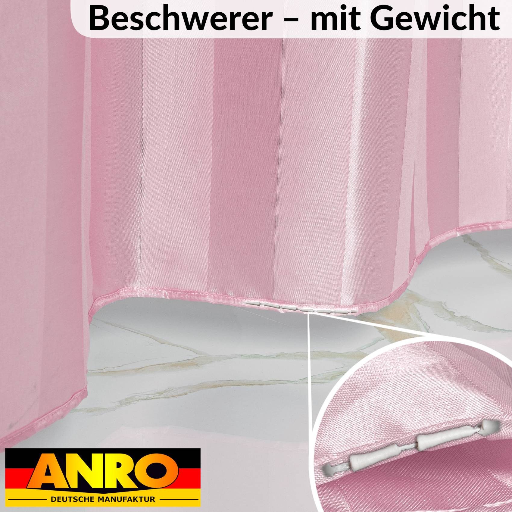 ANRO Duschvorhang aus Italien hochwertiger Badevorhang Textil mit Ösen und Haken Breite 120 cm (Packung, 1-tlg., Duschvorhang inkl. Aufhängeringe), robuster Vor – Bild 4 von 5