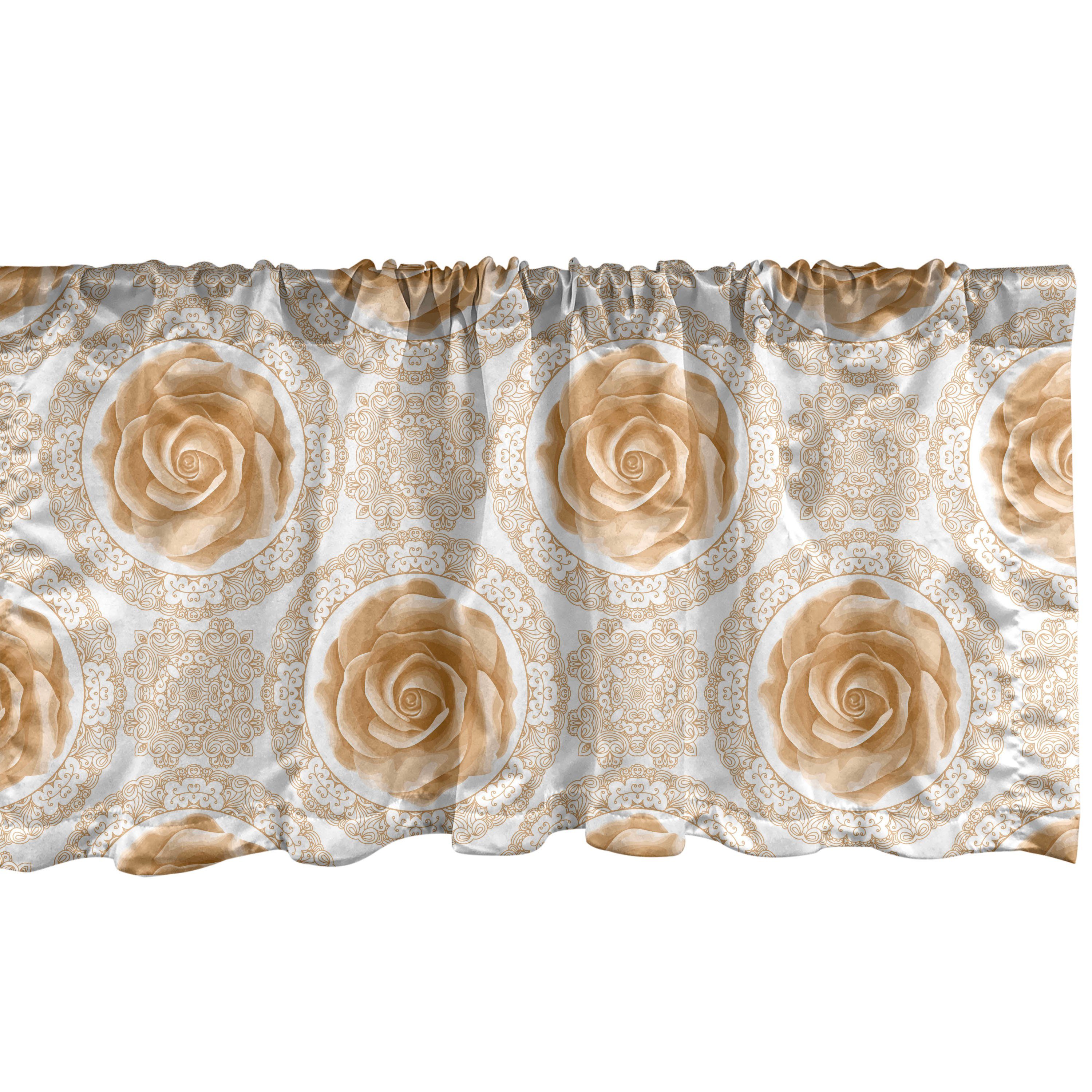 Scheibengardine Vorhang Volant für Küche Schlafzimmer Dekor mit Stangentasche, Abakuhaus, Microfaser, Jahrgang Königliche Barock Roses