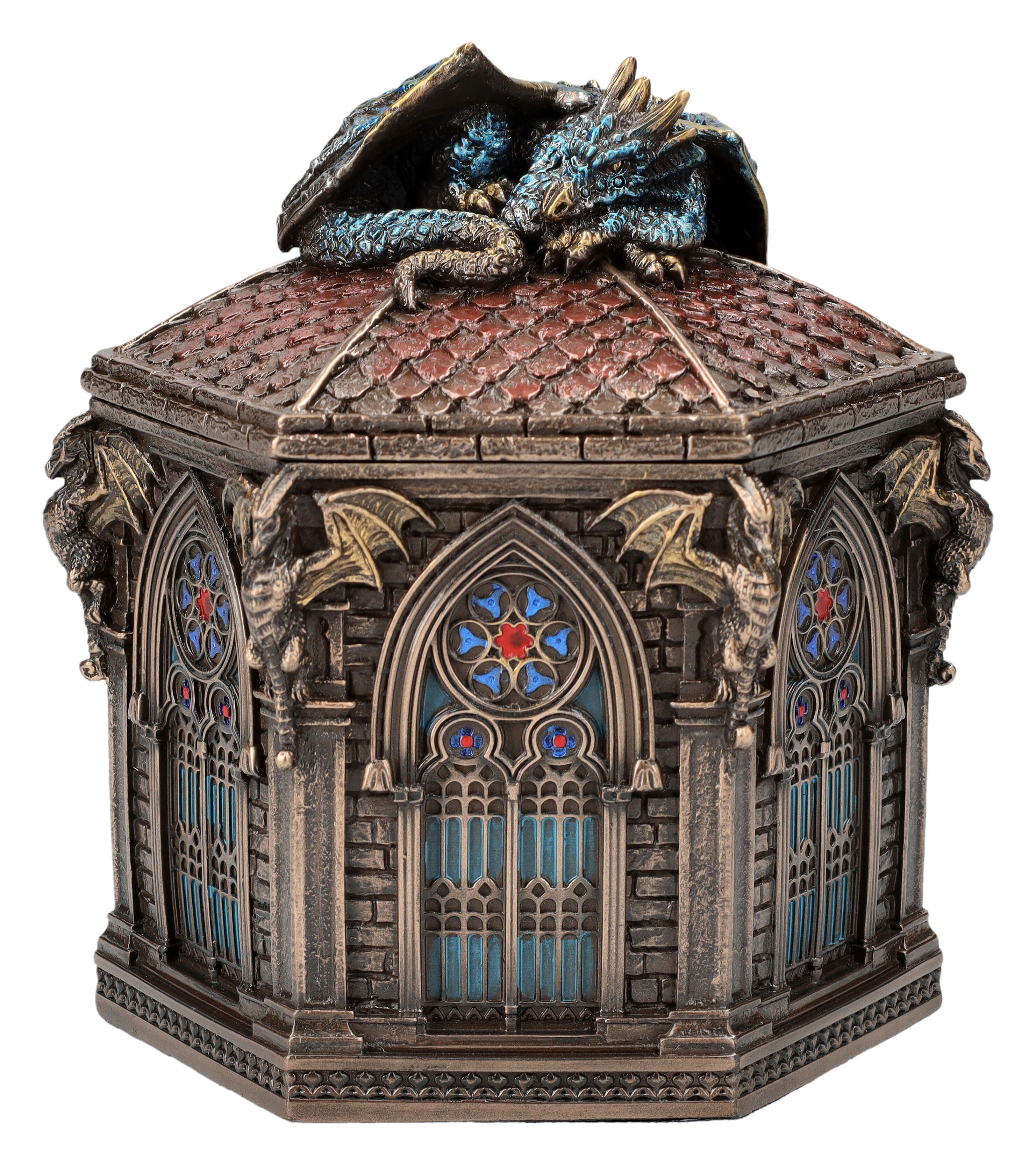 Aufbewahrungsdose Schatulle - Drache auf Kathedrale - Veronese Fantasy Aufbewahrungsdose