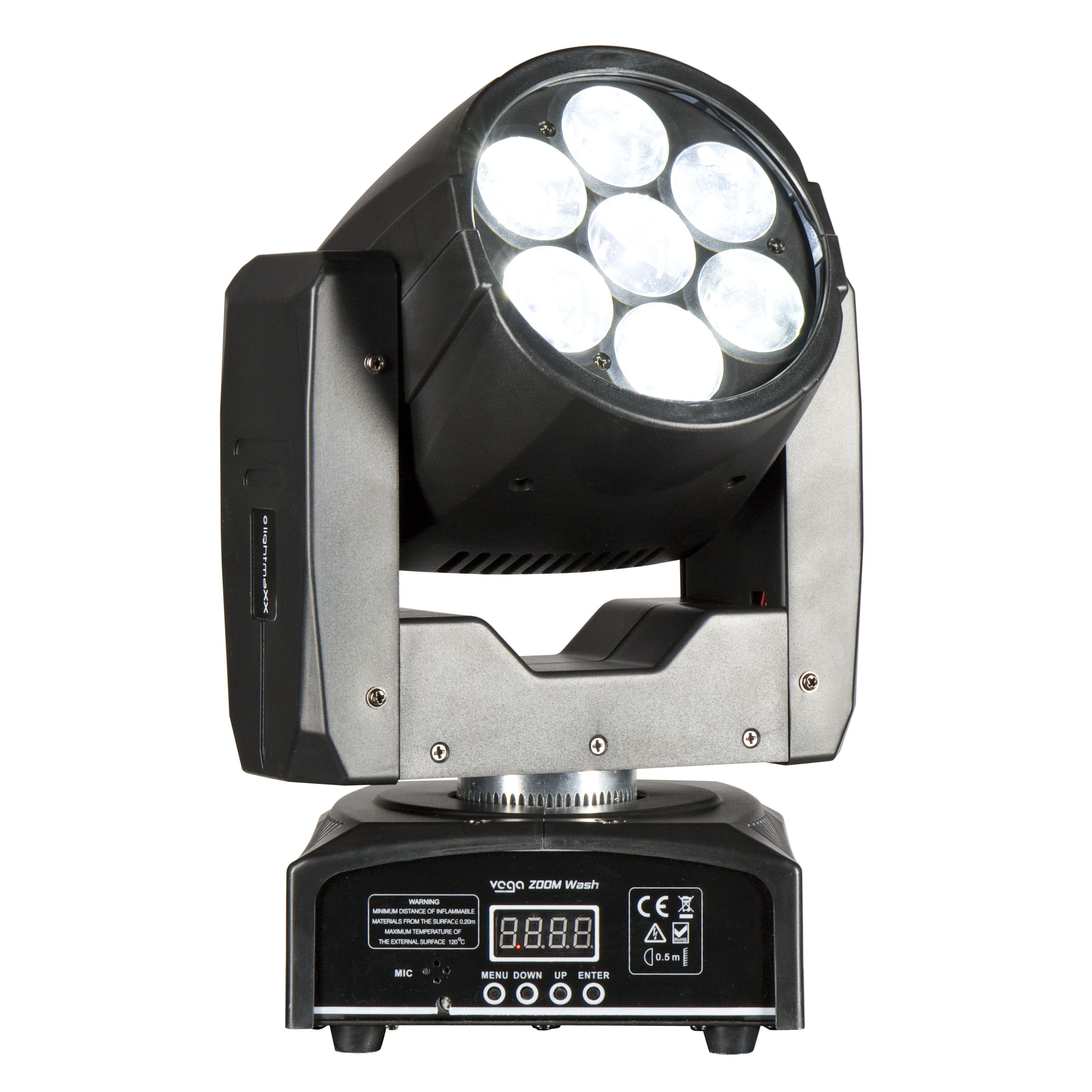 lightmaXX Discolicht, Zoom Moving Head 6-45° - LED VEGA Beam ZOOM RGBW, 7x12W Wash