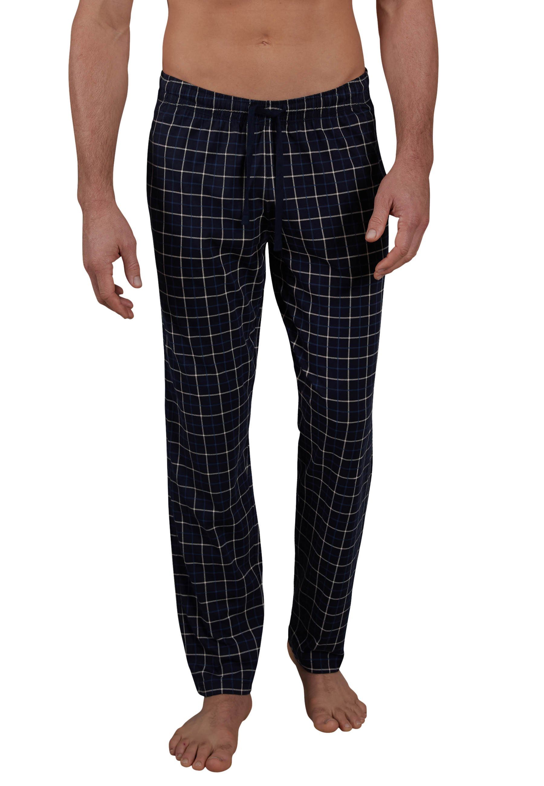 Schlafhose CECEBA Herren Lange-Hose blau kariert