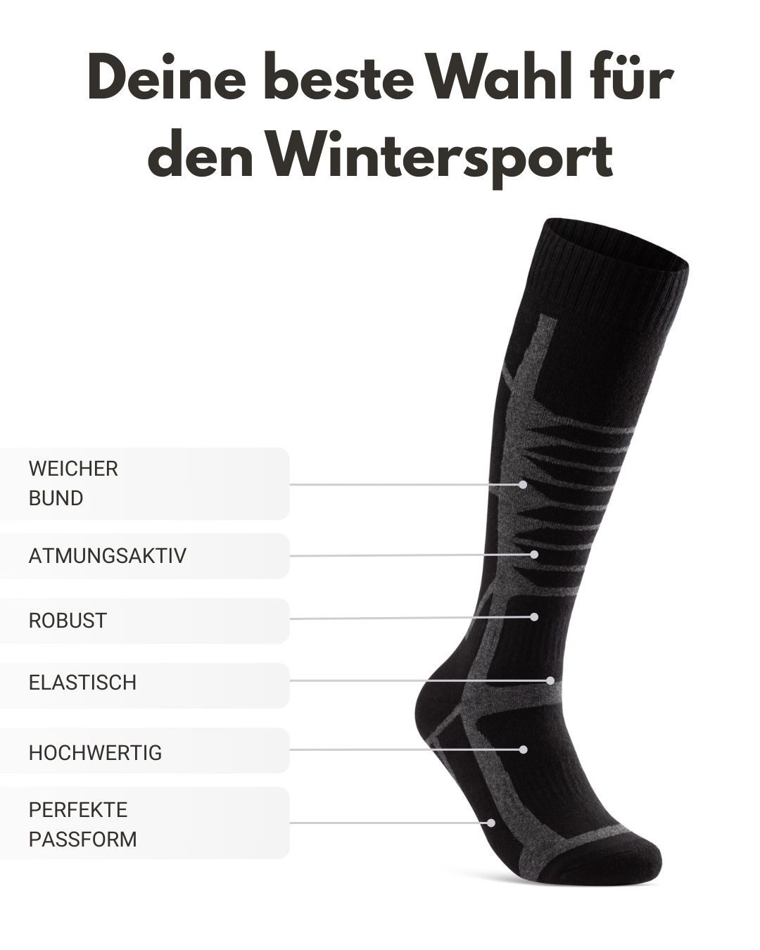 sockenkauf24 Skisocken Ski Strümpfe Herren & Damen Ski Socken lang Atmungsaktiv (2-Paar)