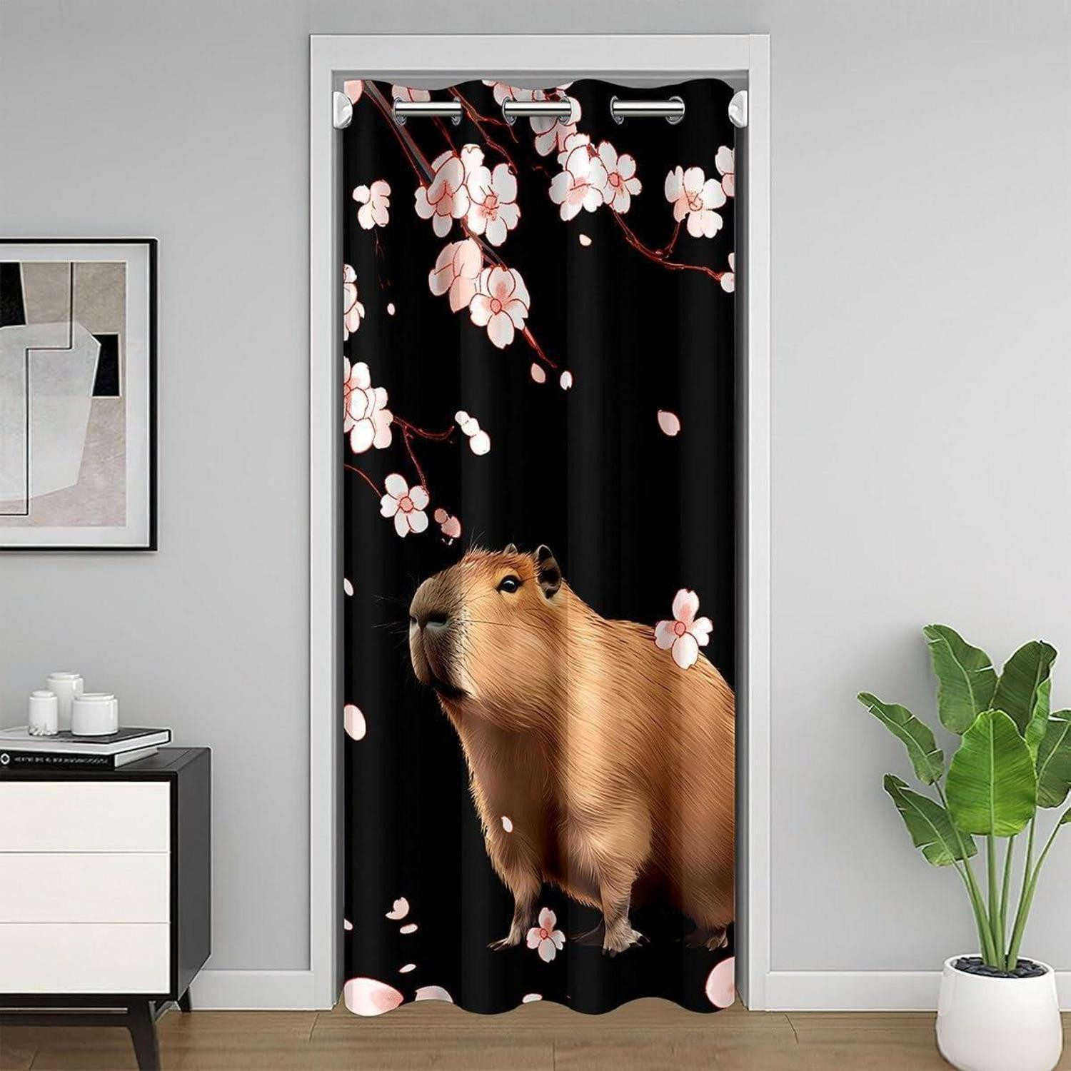 LuxusKollektion Türvorhang Türvorhang Kirschblüten Capybara 86x203cm (1 St)