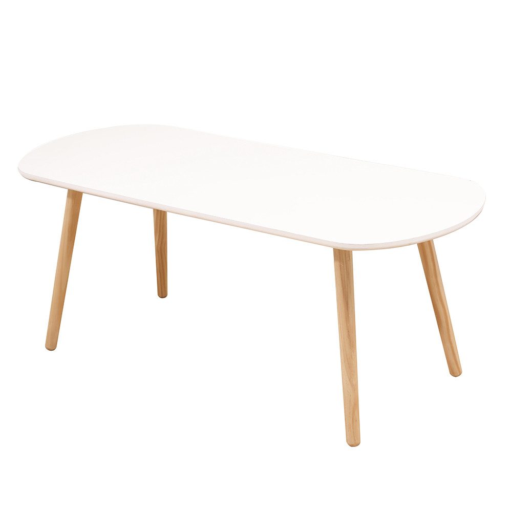 JEOBEST Couchtisch Rechteckiger Wohnzimmertisch, Skandinavischer Weiß, 110 x 50 x 44 cm