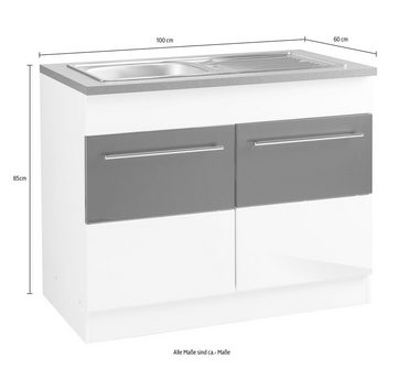 HELD MÖBEL Spülenschrank Trient 100 cm breit, inkl. Einbauspüle