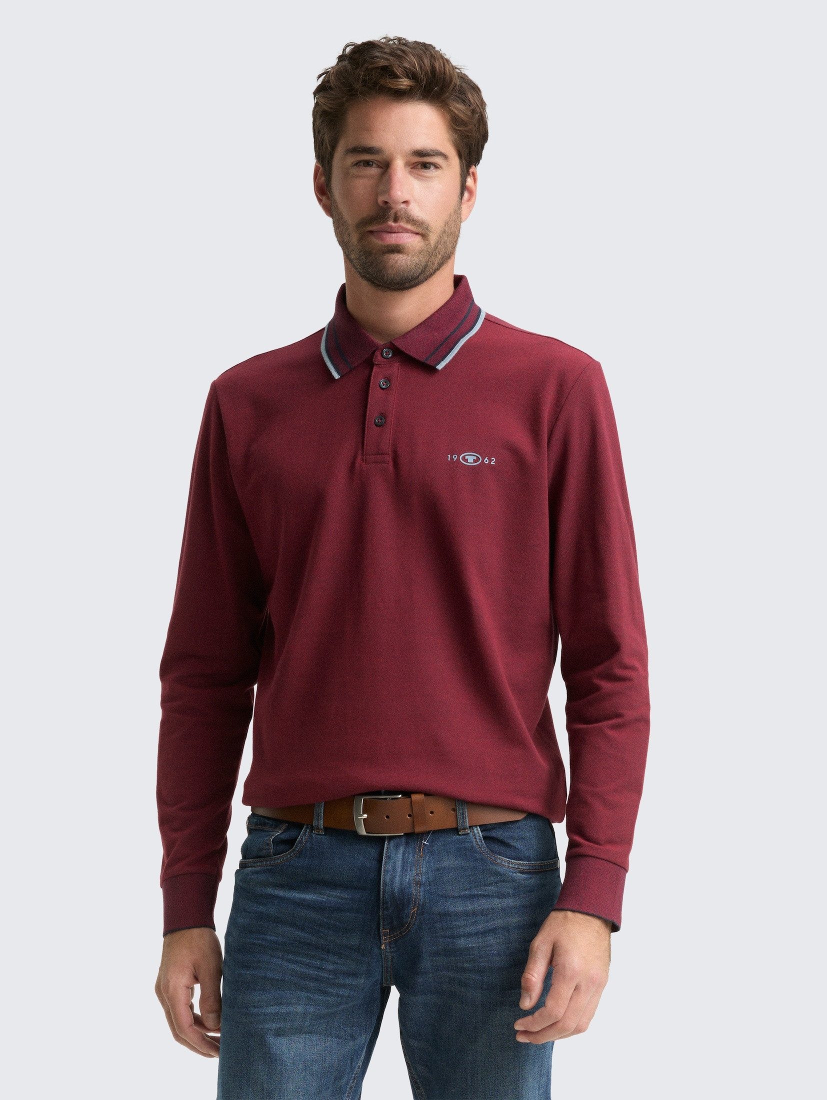 TOM TAILOR Langarm-Poloshirt Poloshirts Langarm Piqué Poloshirt mit Logo-Pr günstig online kaufen