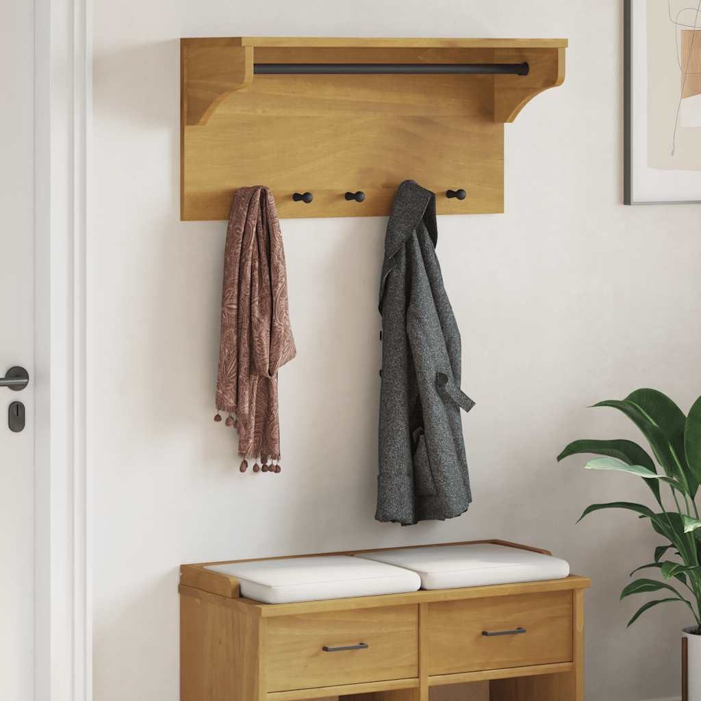 vidaXL Garderobenständer Wandgarderobe SANDNES 87x30x42 cm Massivholz Kiefer, (1 St)