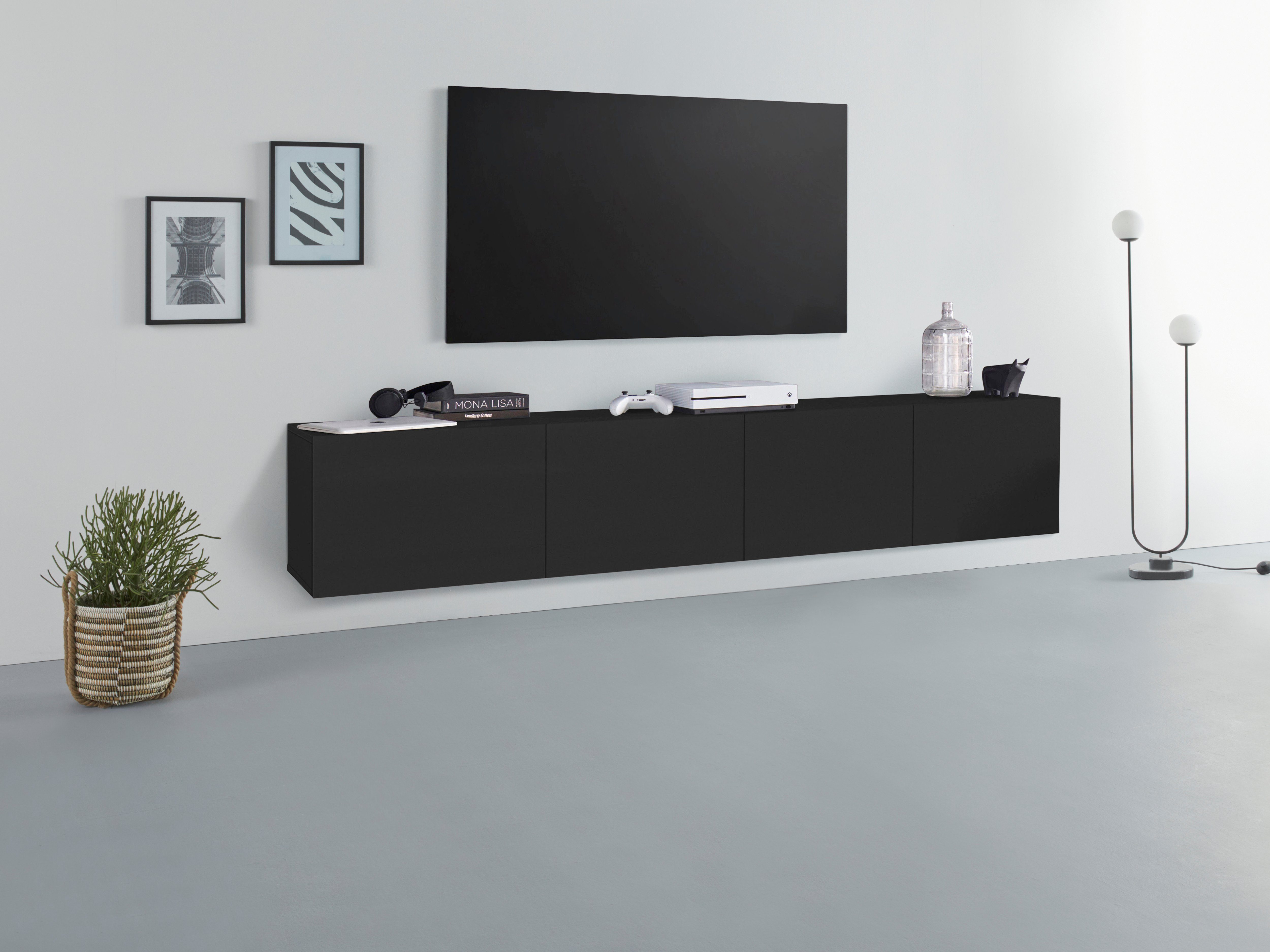 borchardt Möbel Lowboard Sophia, TV-Schrank mit 4 Türen, hängend oder stehend, Breite 200 cm mit 4 Türen, stehend und hängend