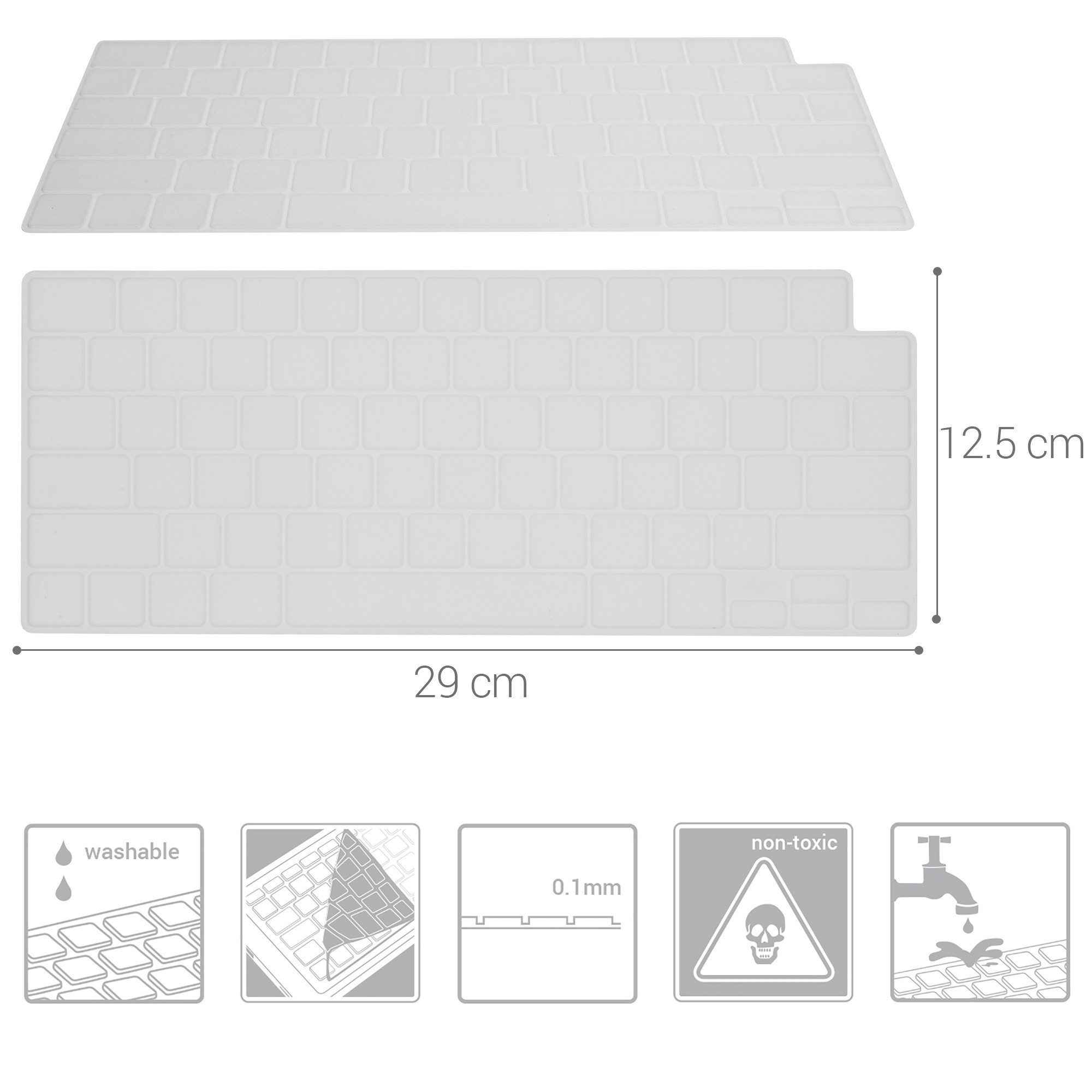 kwmobile Schutz-Set Silikon Tastaturschutz für Apple Macbook Air 13 M4 2025 A3240, Keyboard Cover - Abdeckung unbeschriftet - Transparent – Bild 3 von 5
