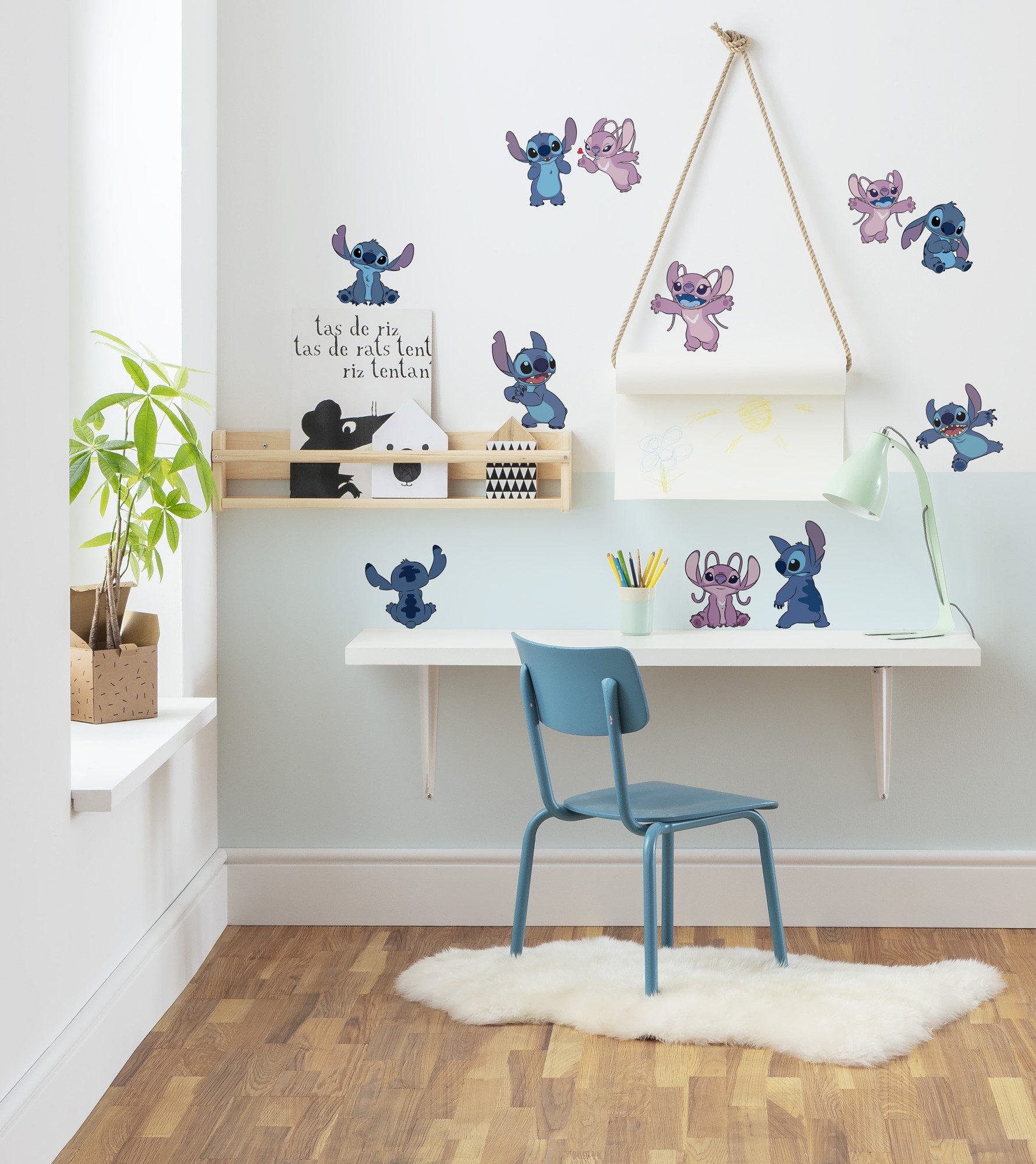 Komar Wandtattoo Stitch and Angel Happy - Größe 50 x 70 cm (12 St), Künstler: Komar, selbstklebend, Wandsticker, Kinderzimmer