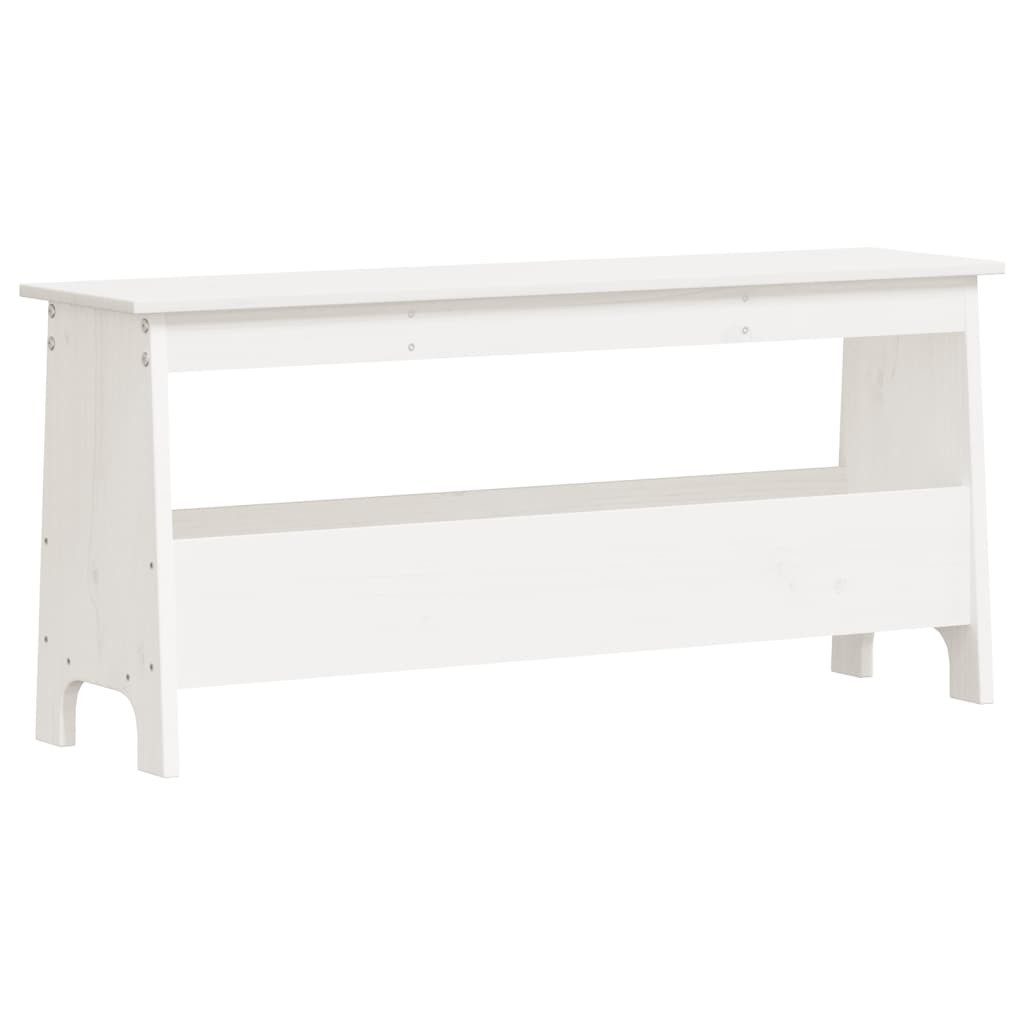 furnicato Truhenbank Flurbank aus massivem Kiefernholz Weiß 100 x 28 x 45 cm, Stabile Sitzbank mit Ablage für Schuhe und Bücher im Eingangsbereich