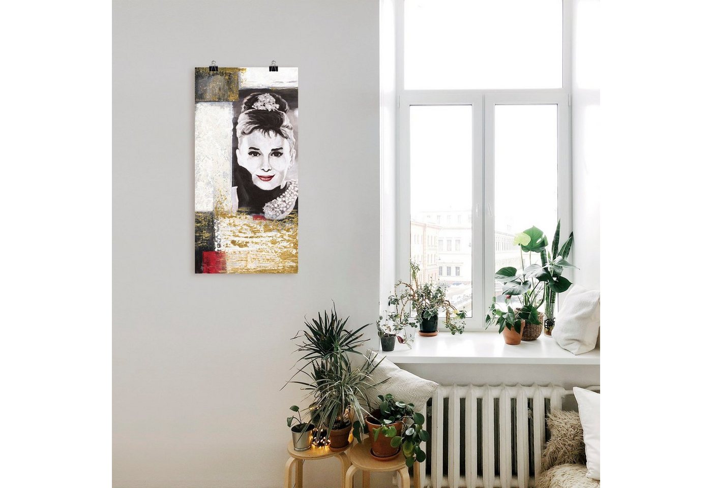 Artland Wandbild »Hollywood Legenden VI - Audrey Hepburn«, Porträts (1 Stück), in vielen Größen & Produktarten -Leinwandbild, Poster, Wandaufkleber / Wandtattoo auch für Badezimmer geeignet-HomeTrends