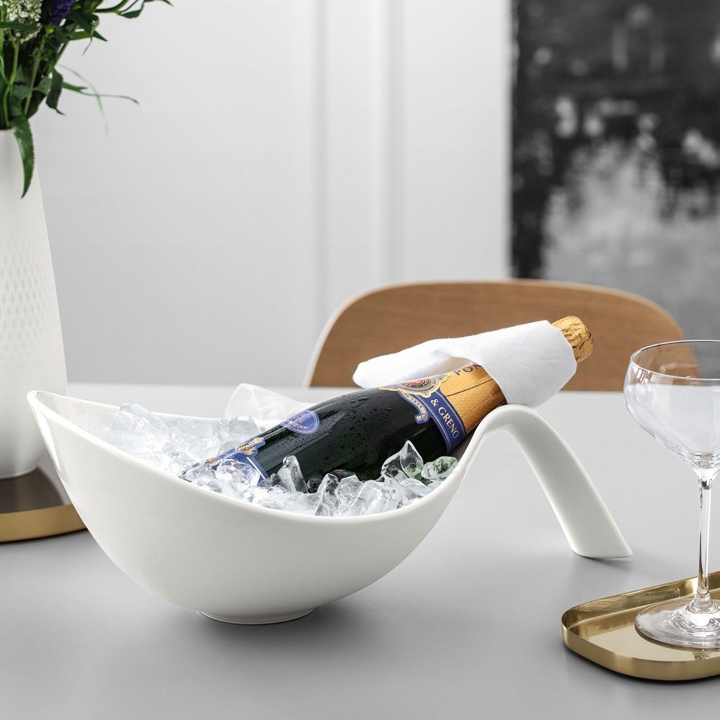 Villeroy & Boch Salatschüssel Flow Schüssel mit Griff, Porzellan, (1-tlg), Premium Porcelain, mikrow.- & spülm.sicher, Made in Germany
