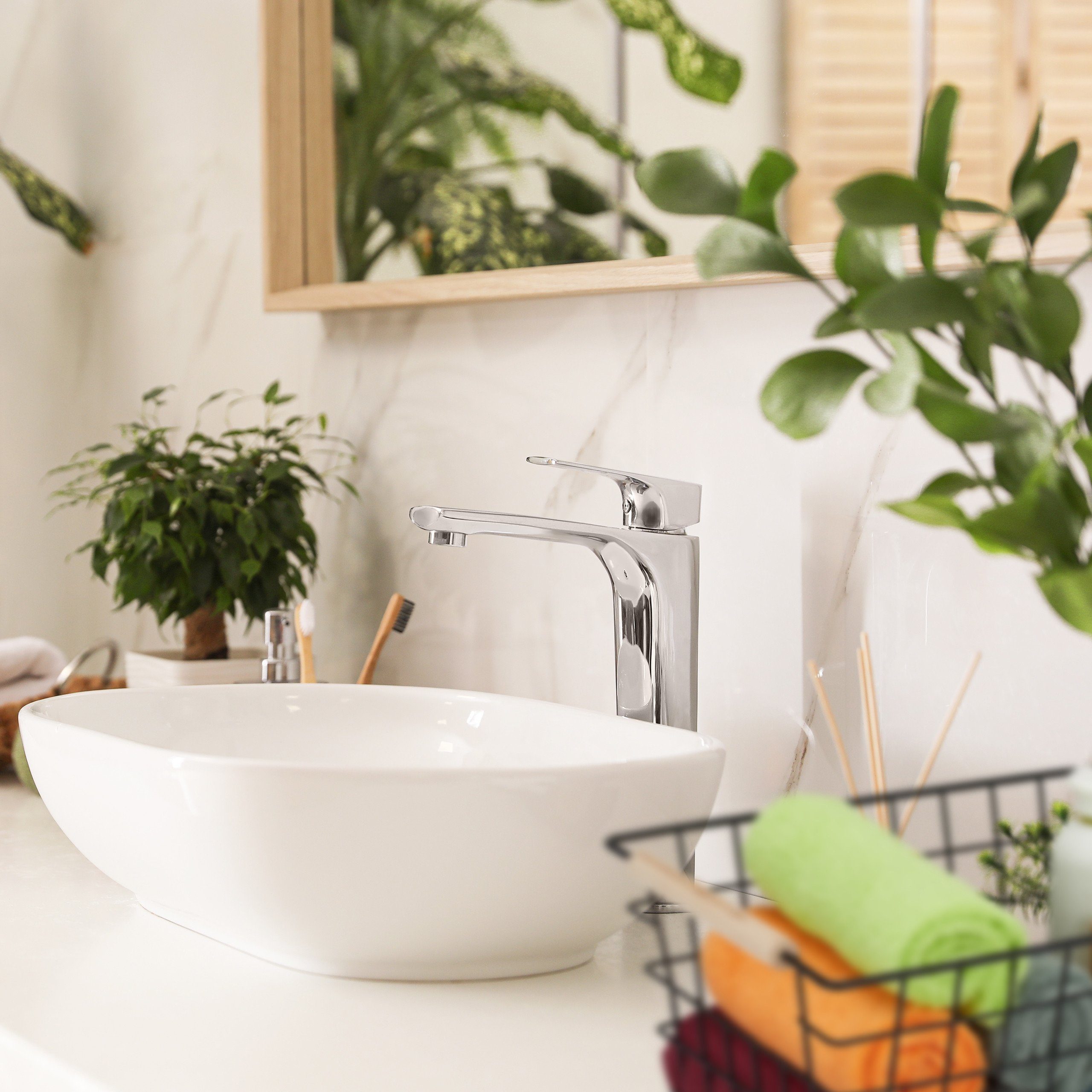 relaxdays Allzweckkorb 2 x Drahtkorb mit Holzgriffen schwarz