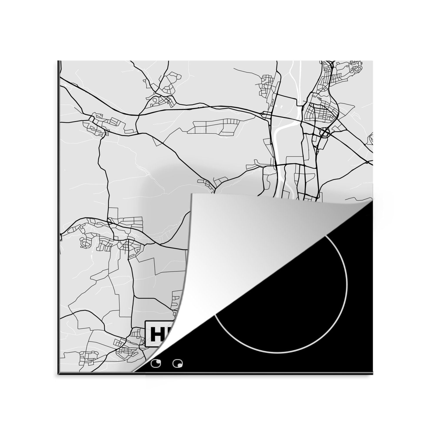 Ceranfeldabdeckung, tlg), Arbeitsplatte Herdblende-/Abdeckplatte (1 Deutschland Karte Stadtplan 78x78 cm, - für - - MuchoWow Vinyl, küche Heilbronn,
