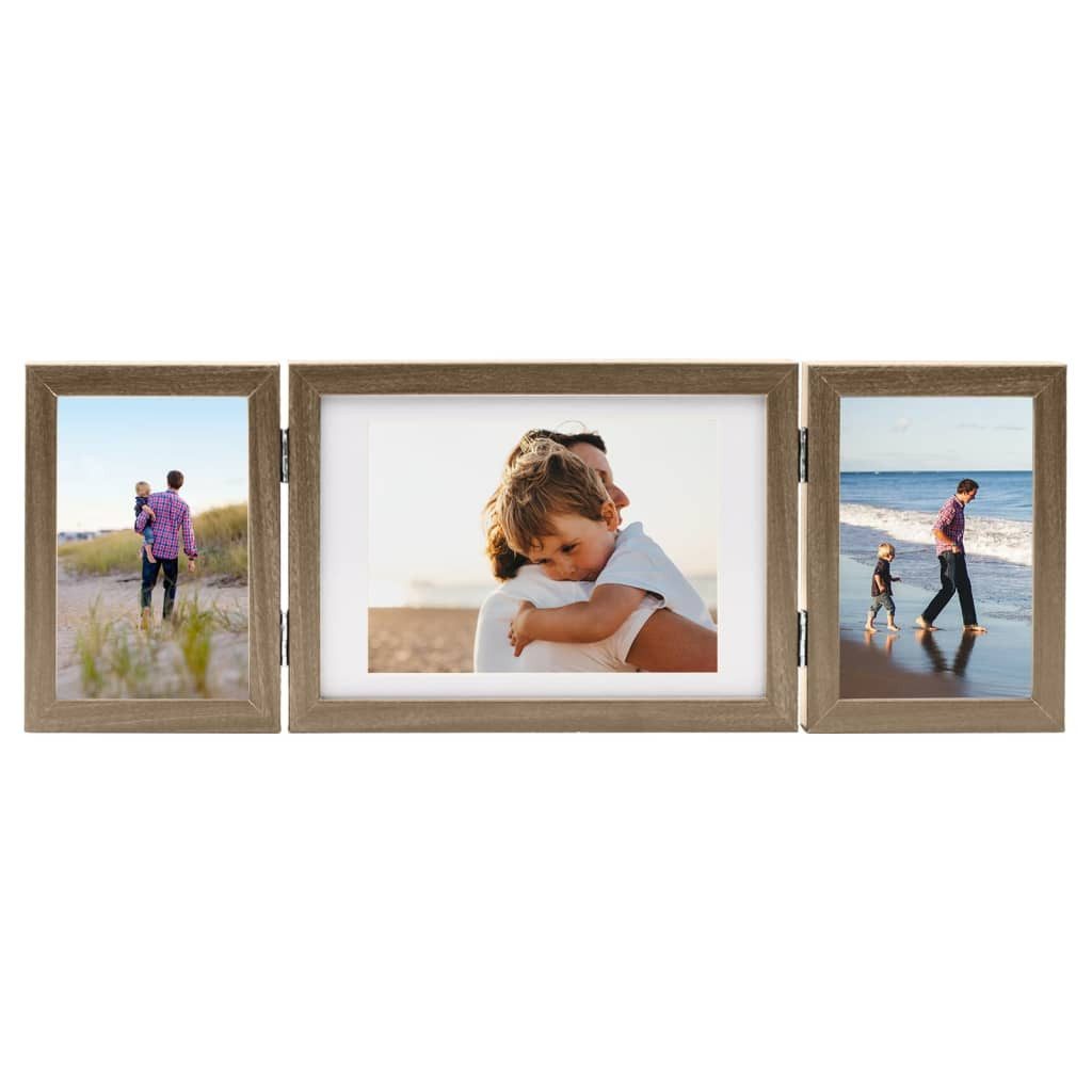 vidaXL Bilderrahmen Dreifach-Bilderrahmen Collage Hellbraun 22x15 günstig online kaufen