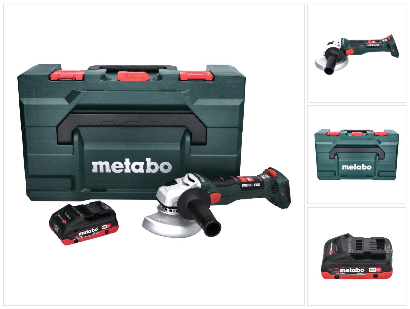 metabo Akku-Winkelschleifer W 18 LT BL 11-125 18 V 125 mm Brushless + 1x Akku 4,0 Ah + metaBOX