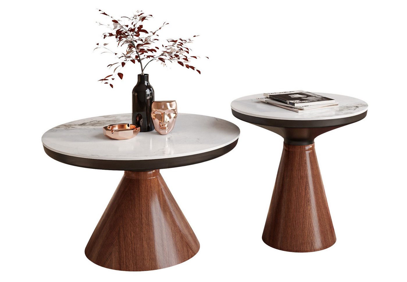 Lookway Couchtisch Giselle Couchtisch 2-in-1 – modernes Design (2er Set), Durchmesser: ⌀70 cm und ⌀50cm