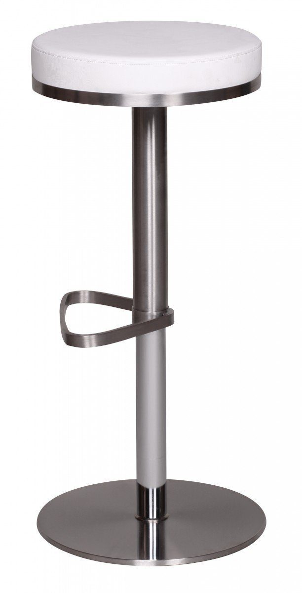 lovingHome® Barhocker Tresenstuhl Barstuhl Barhocker Durable M7 Edelstahl gebürstet Weiß (1 Stück, 1 Barhocker), Triangel Fußablage, Sitzhöhe: 57 - 82 cm
