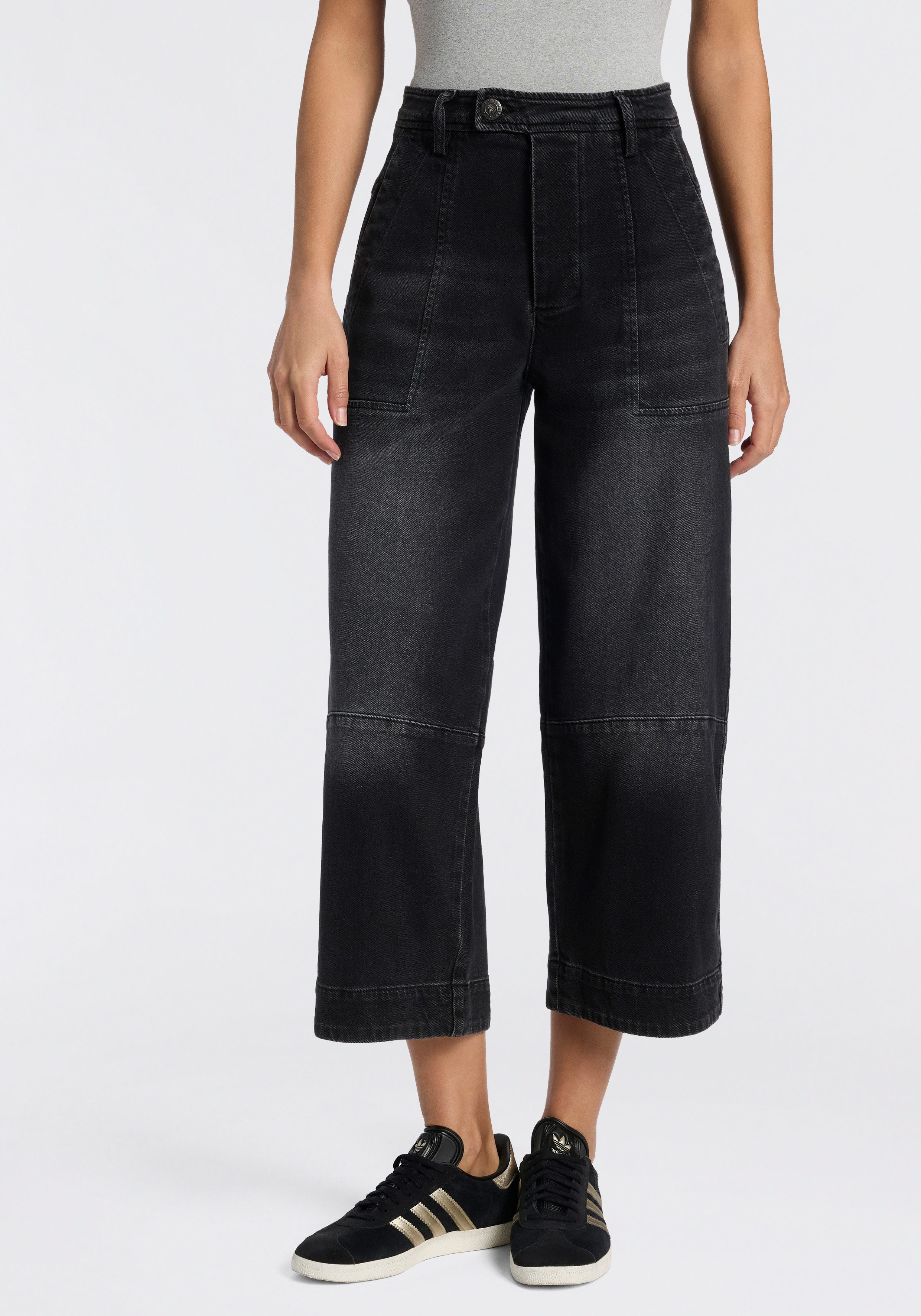 Herrlicher Loose-fit-Jeans Soul II Denim Black in 7/8-Länge, hoher Bund