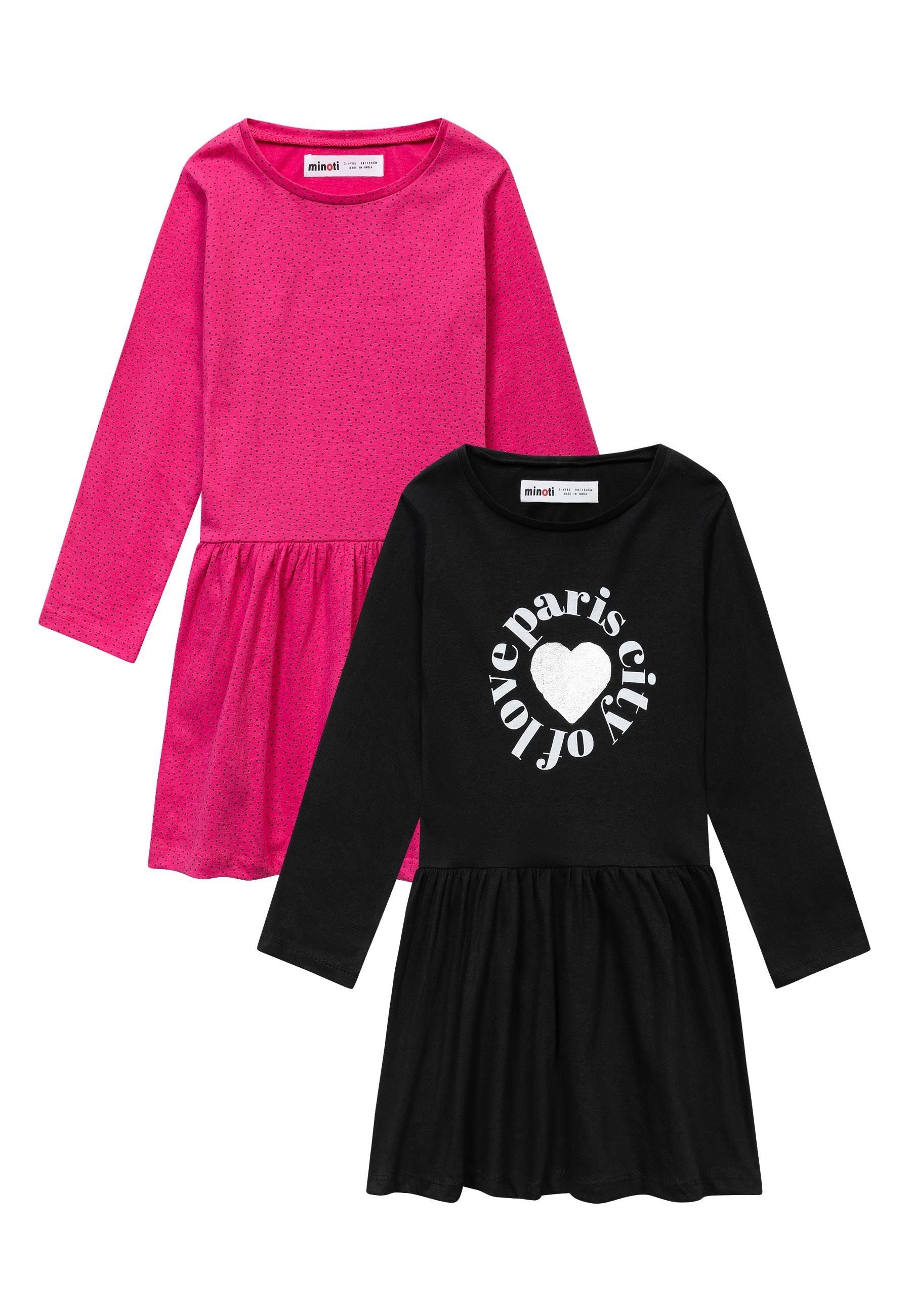 Jerseykleid 2er-Pack Langarmkleider Neonrosa MINOTI (1y-8y)