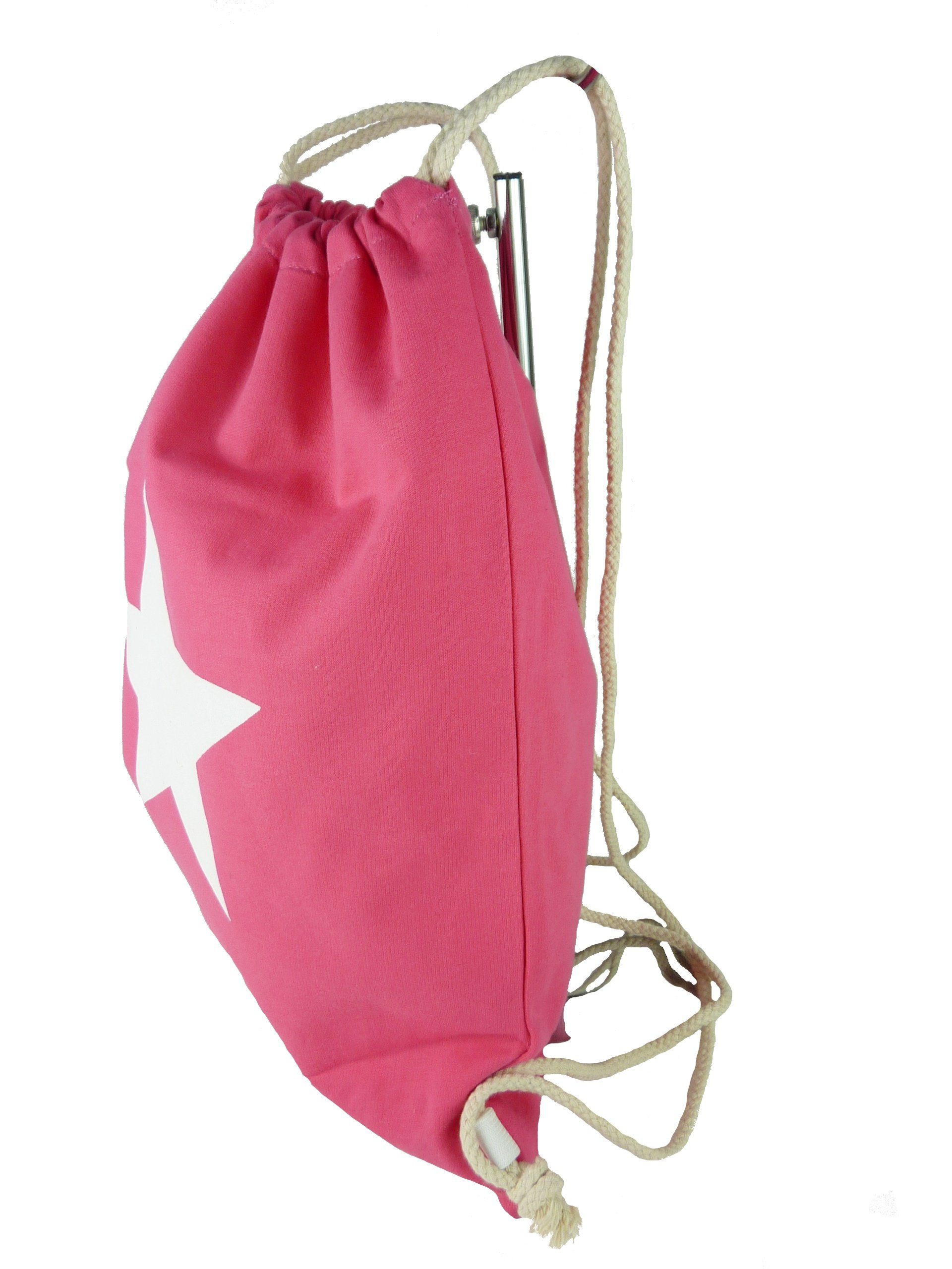 Taschen4life Gymbag Turnbeutel Rucksack 1605, großem pink sling Beutel, Stern, bag, Sportbeutel mit Jute