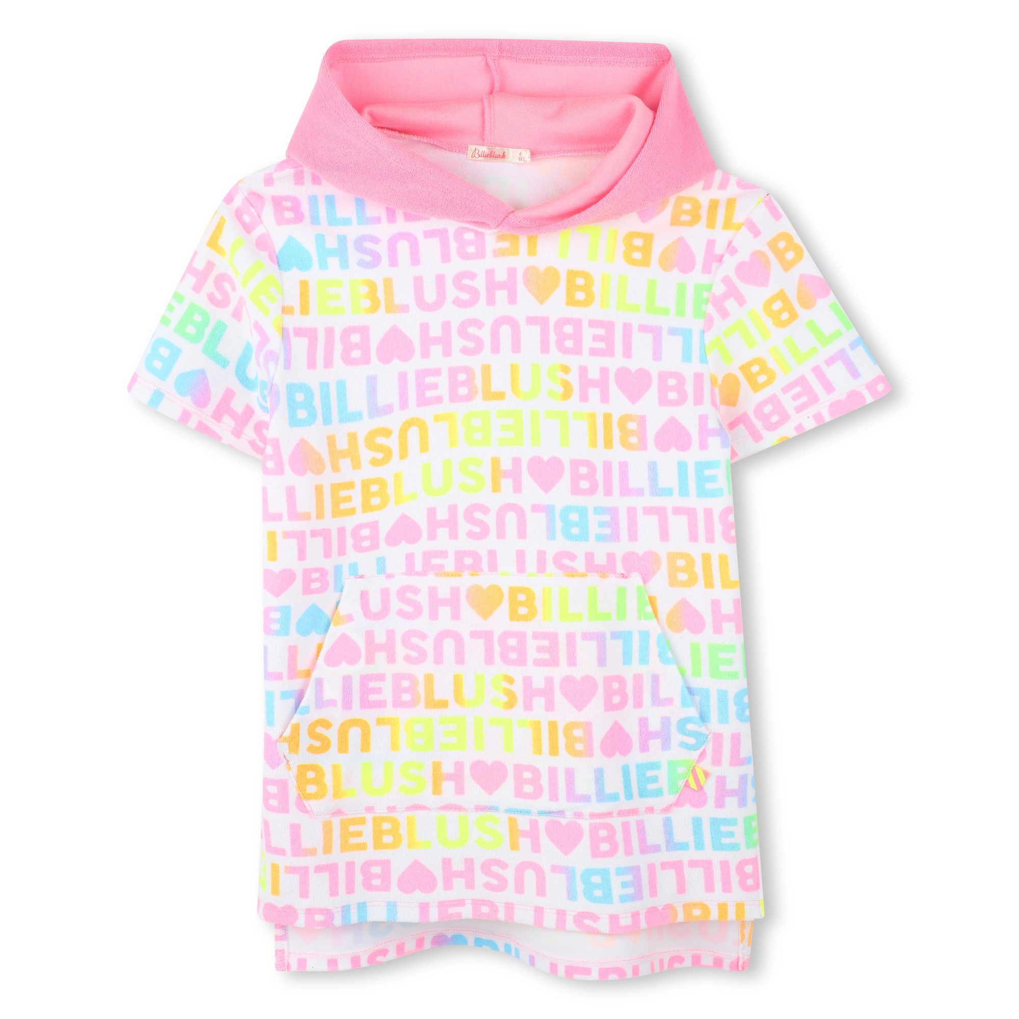 Billieblush Sweatkleid Billieblush Kinder Kapuzenkleid rosa mit buntem Allover Logo