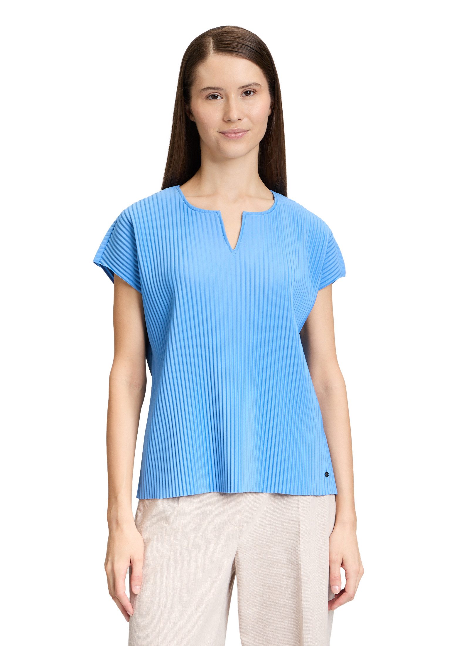 Betty&Co Kurzarmshirt "Damen Kurzarm-Shirt mit Plissee" 1 Stk. tlg. Plissee günstig online kaufen
