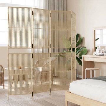 vidaXL Raumteiler Paravent 4-tlg. Beige Poly Rattan, 1-tlg.