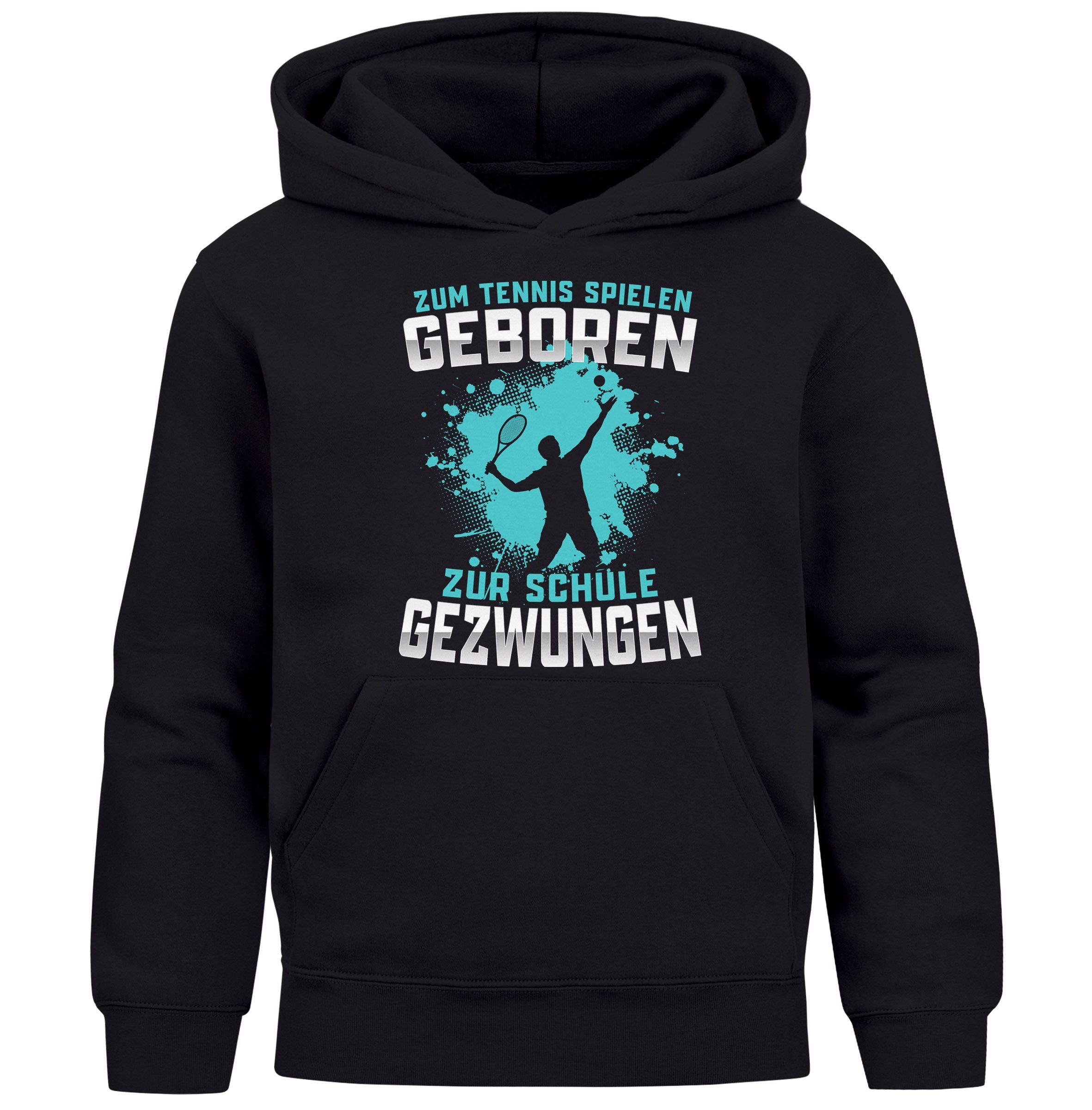 MoonWorks Hoodie Kinder Hoodie Jungen Tennis Sport Hobby Spruch Zur Schule gezwungen