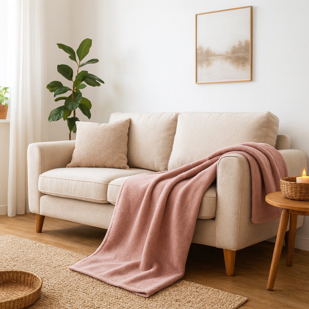 Wohndecke Cotton Home, Biederlack, im Uni Design, Kuscheldecke – Bild 3 von 4