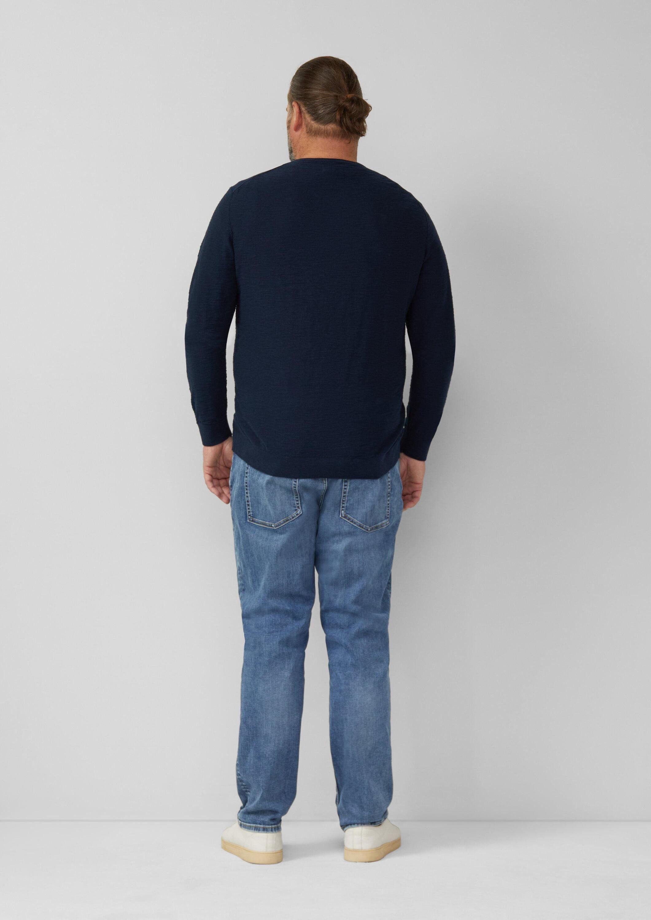 s.Oliver Longpullover Strickpullover Strickpullover mit Flammgarnstruktur und Rollkante