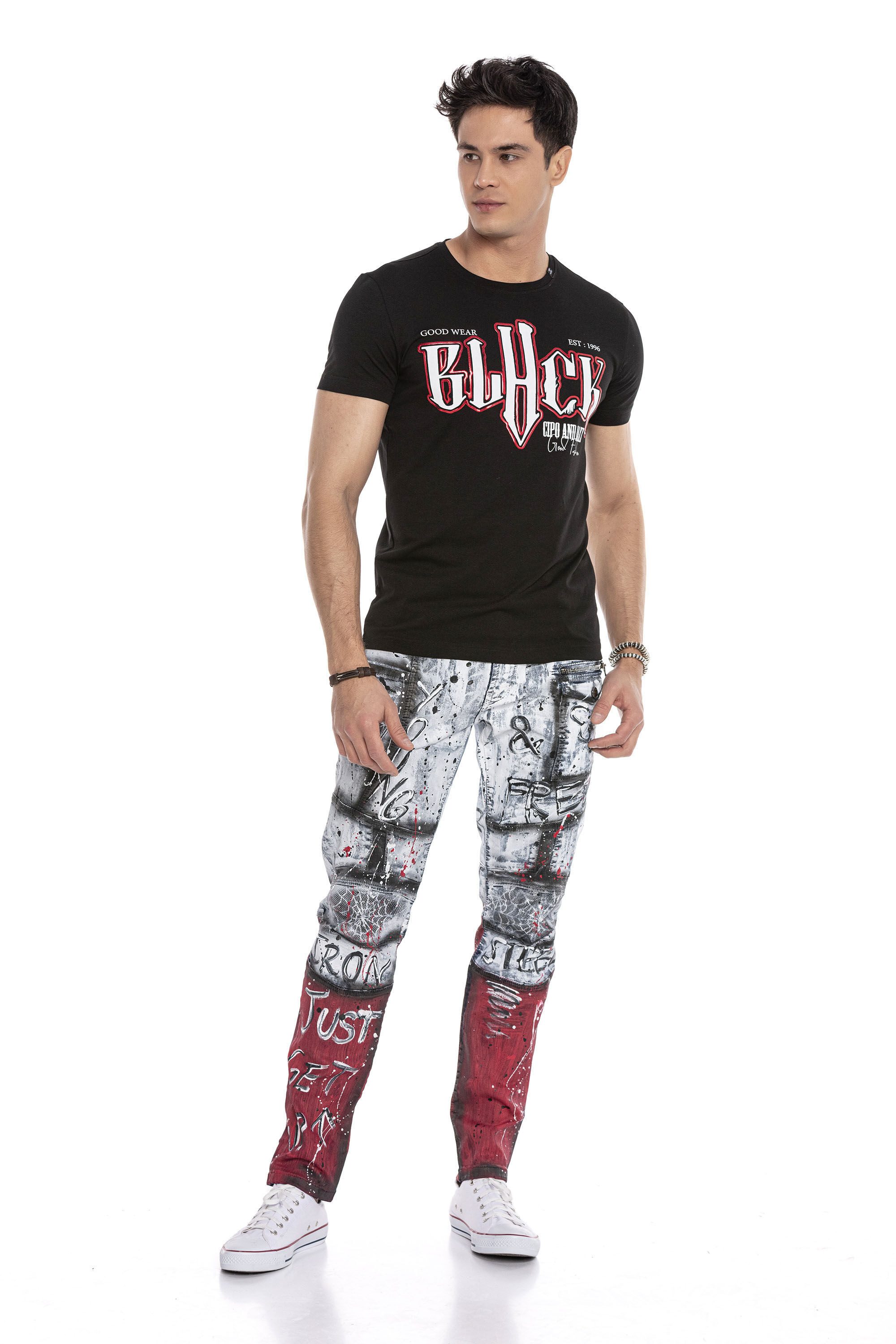 Cipo & Baxx T-Shirt T-Shirt mit großem Frontprint ein Highlight