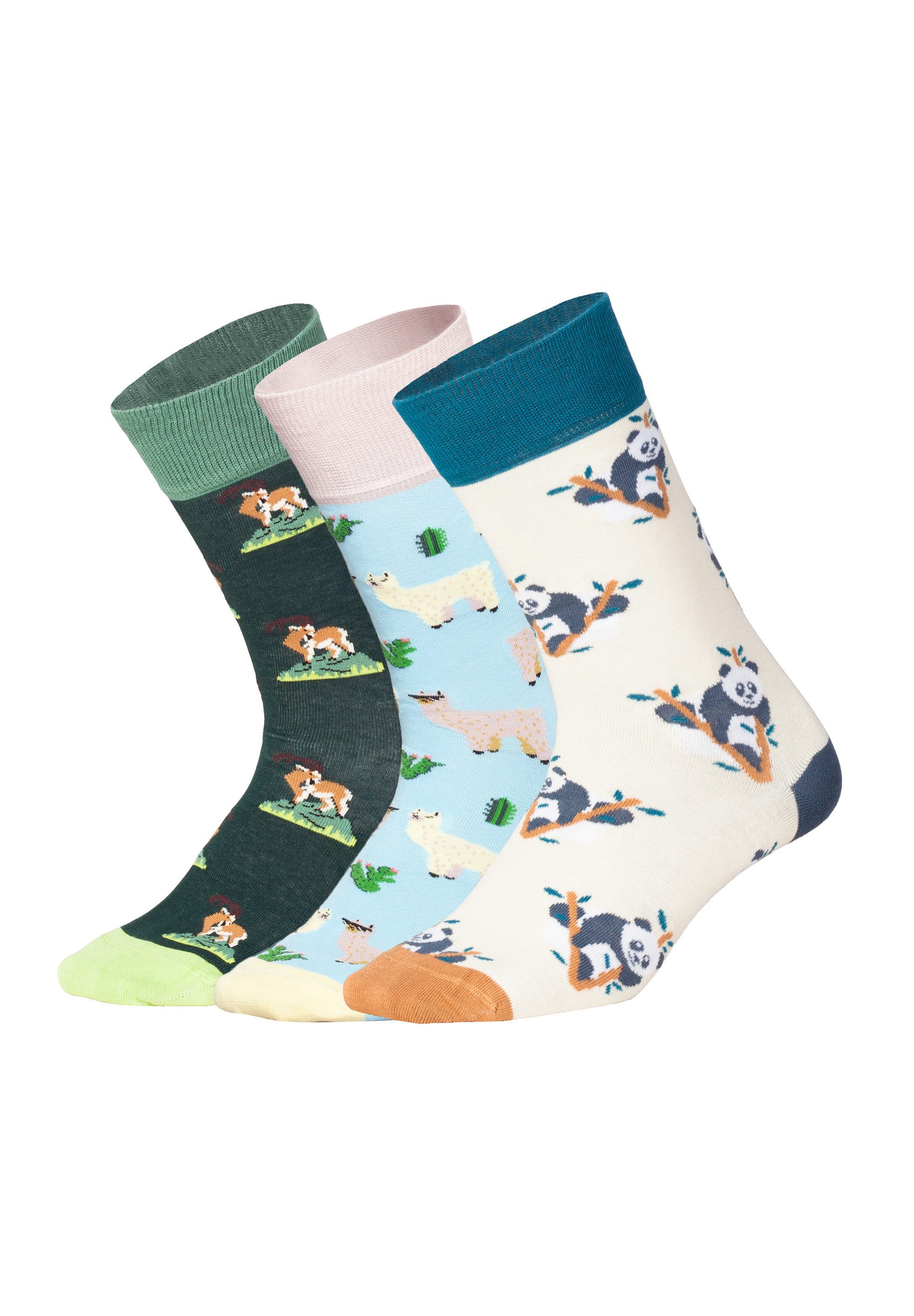 DillySocks Basicsocken Animal Adventures (3er Box) Aus Baumwolle & recyceltem Polyamid