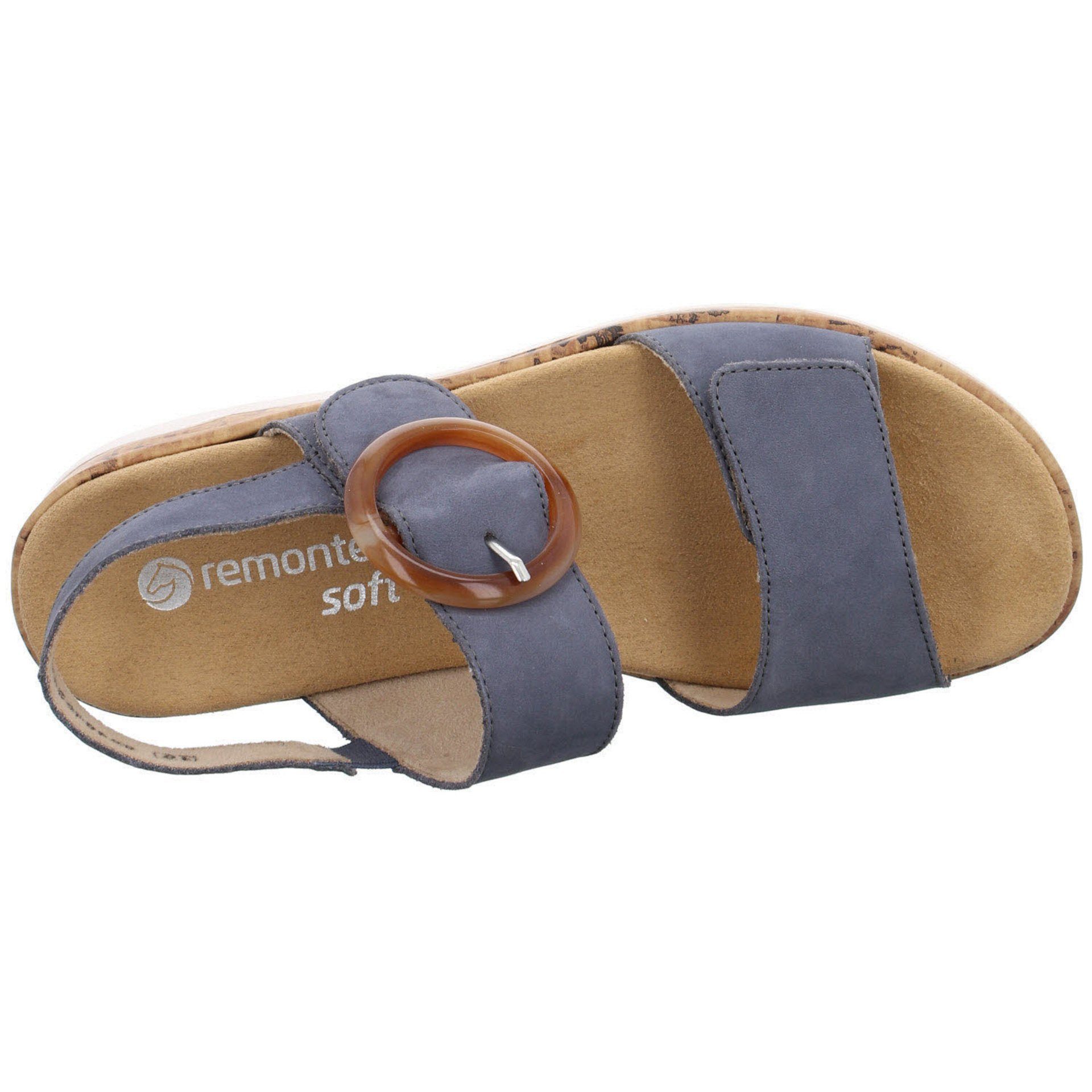 Nubukleder Damen Sandalen Fußbett Keilsandalette Sandale Remonte Freizeit Bequem blau (14)