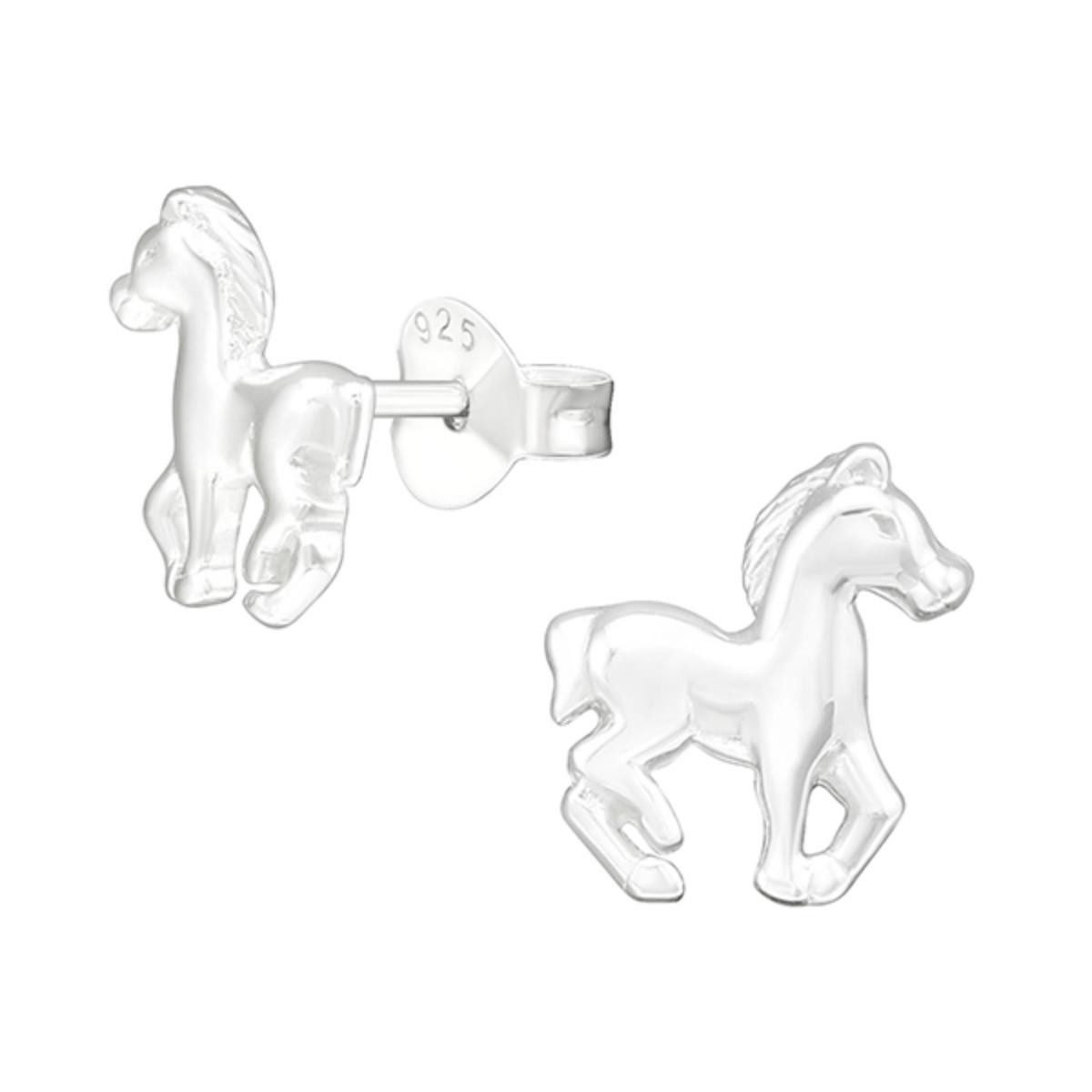 Paar Ohrstecker Kinderohrstecker: Mädchen Ohrringe 925 Silber „Pferd“